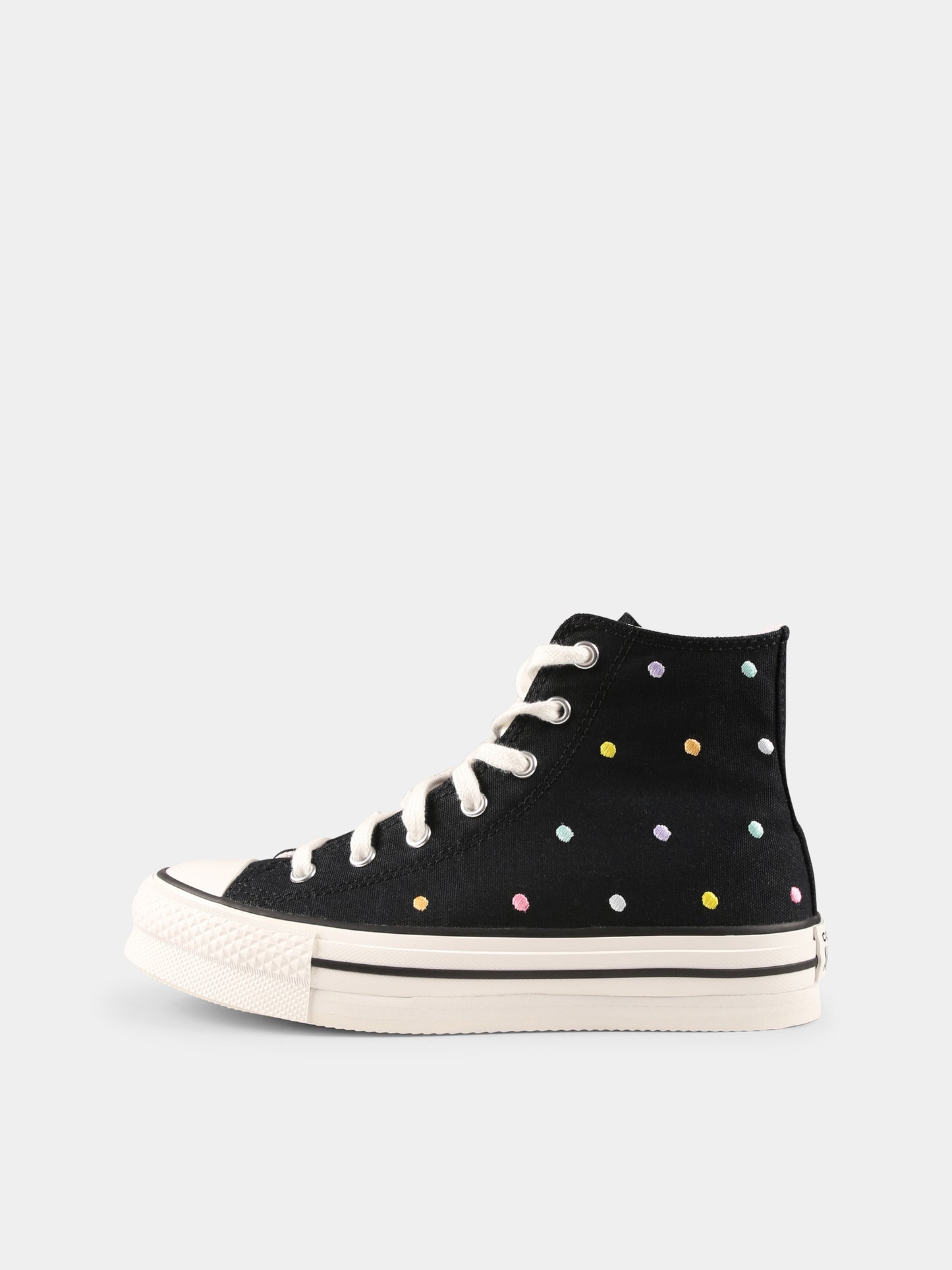 Sneakers Chuck Taylor All Star Eva Lift nere per bambina con pois,Converse,A12608C BLACK