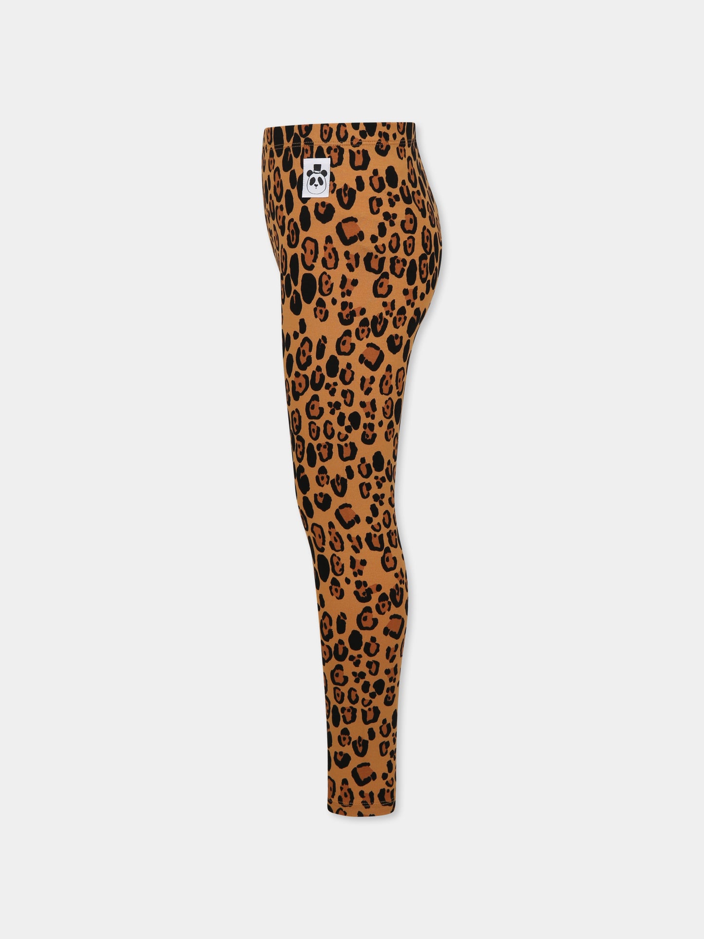 Leggings beige per bambina con stampa maculata,Mini Rodini,1000001013