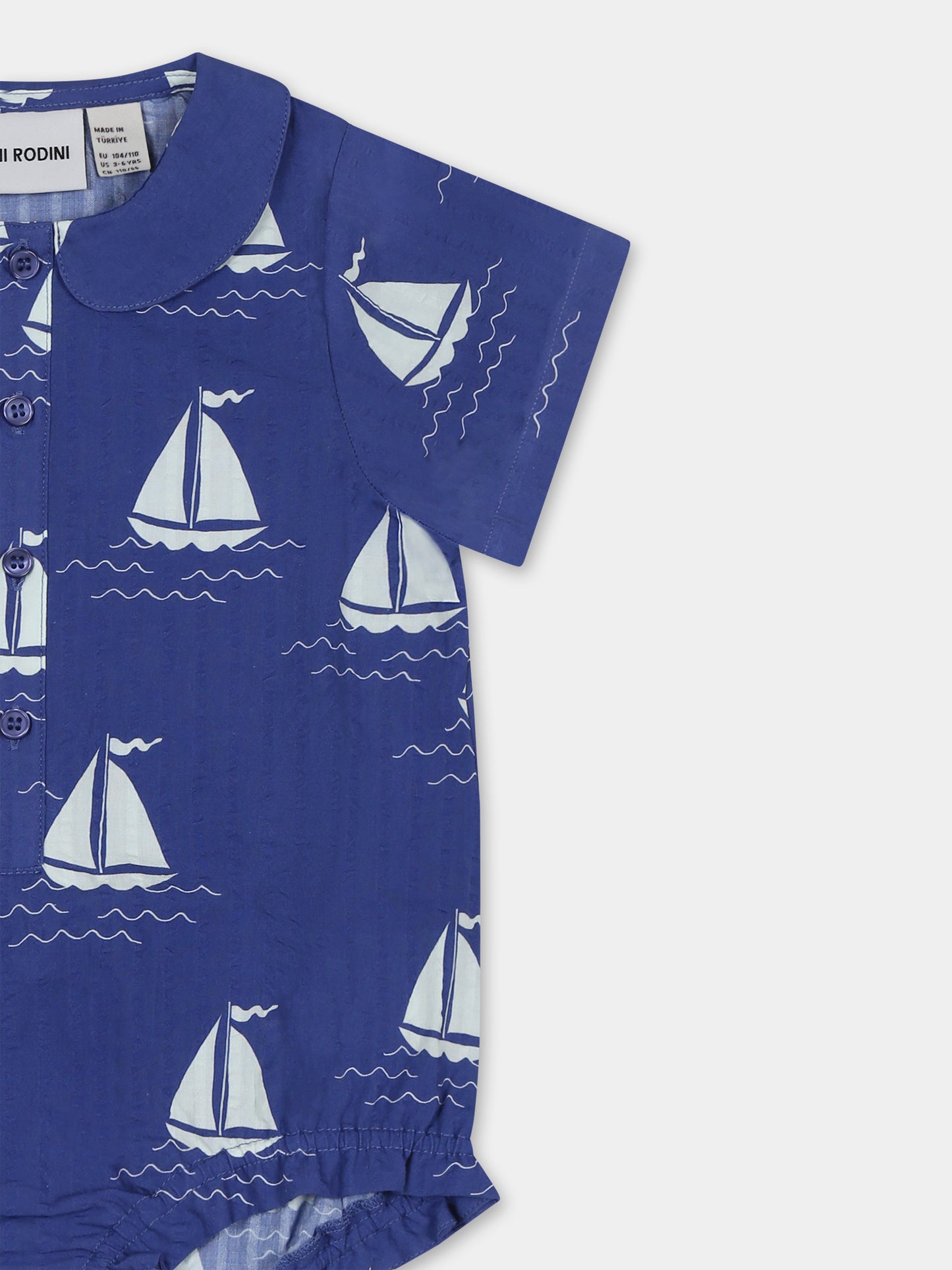 Pagliaccetto blu per neonati con barche a vele all over,Mini Rodini,2524011160
