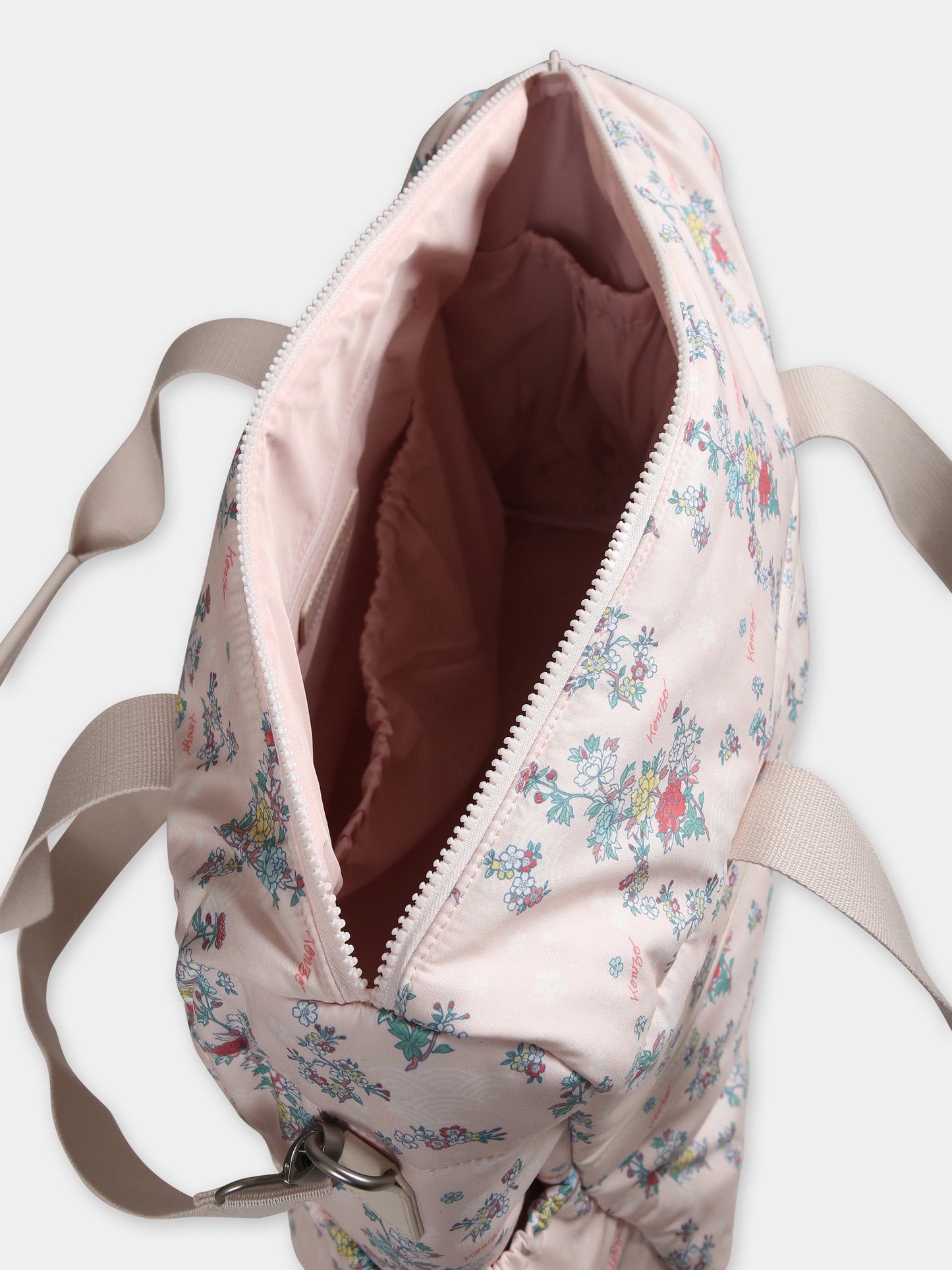 Borsa mamma rosa per neonata con logo e motivo floreale,Kenzo Kids,K60876 47R