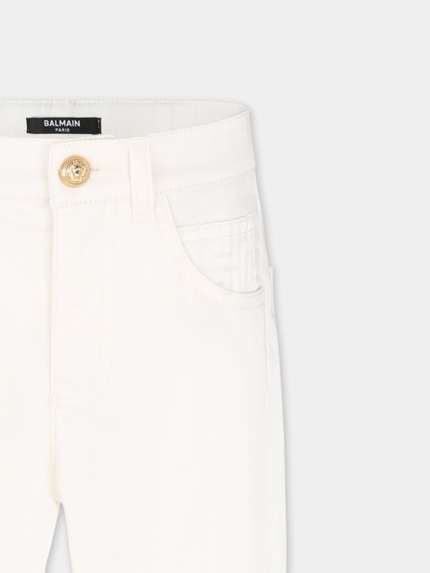 Ivory trousers for boy with maze