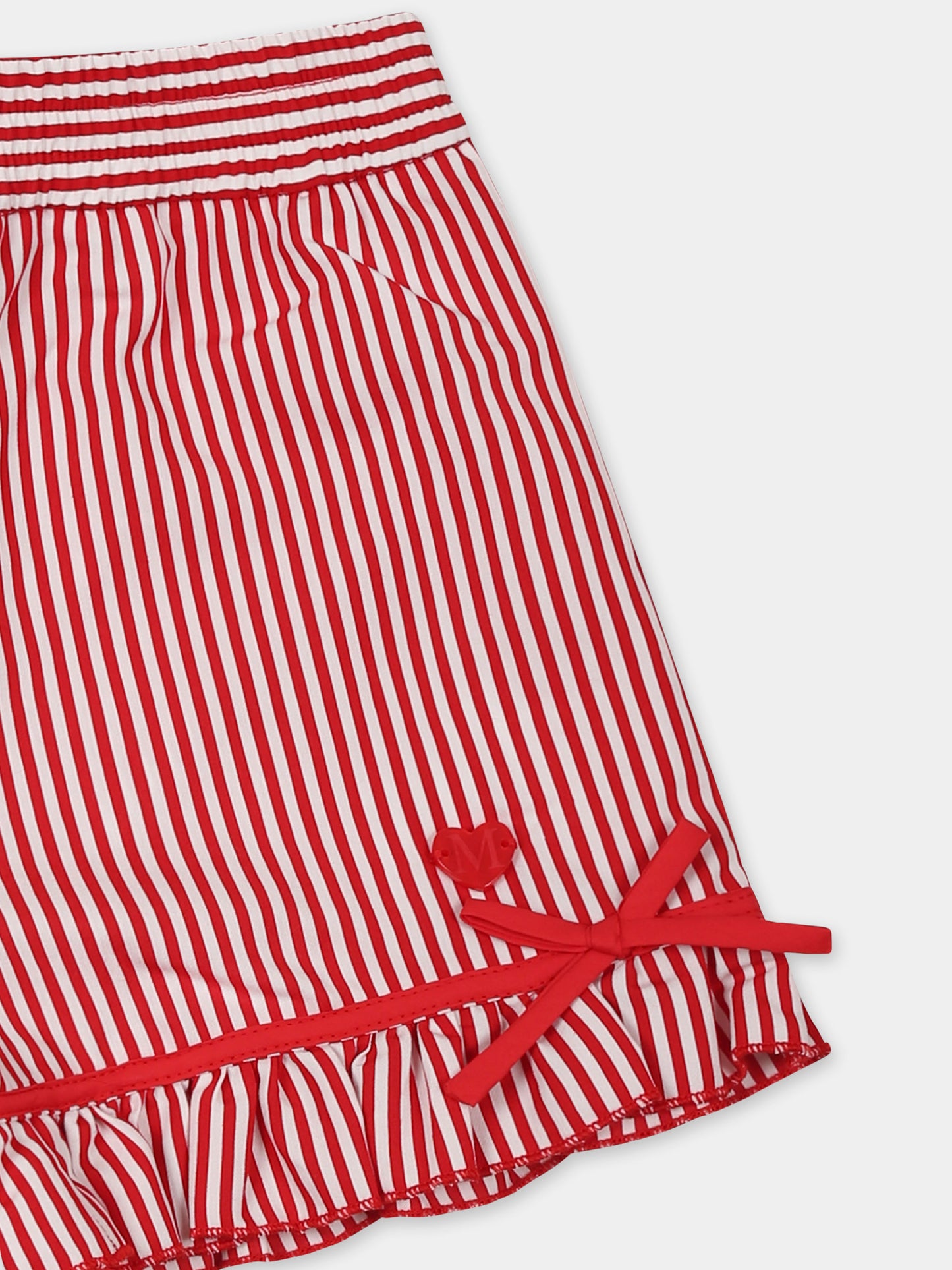 Shorts rossi per bambina con cuore,Monnalisa,31E404 5315 9944