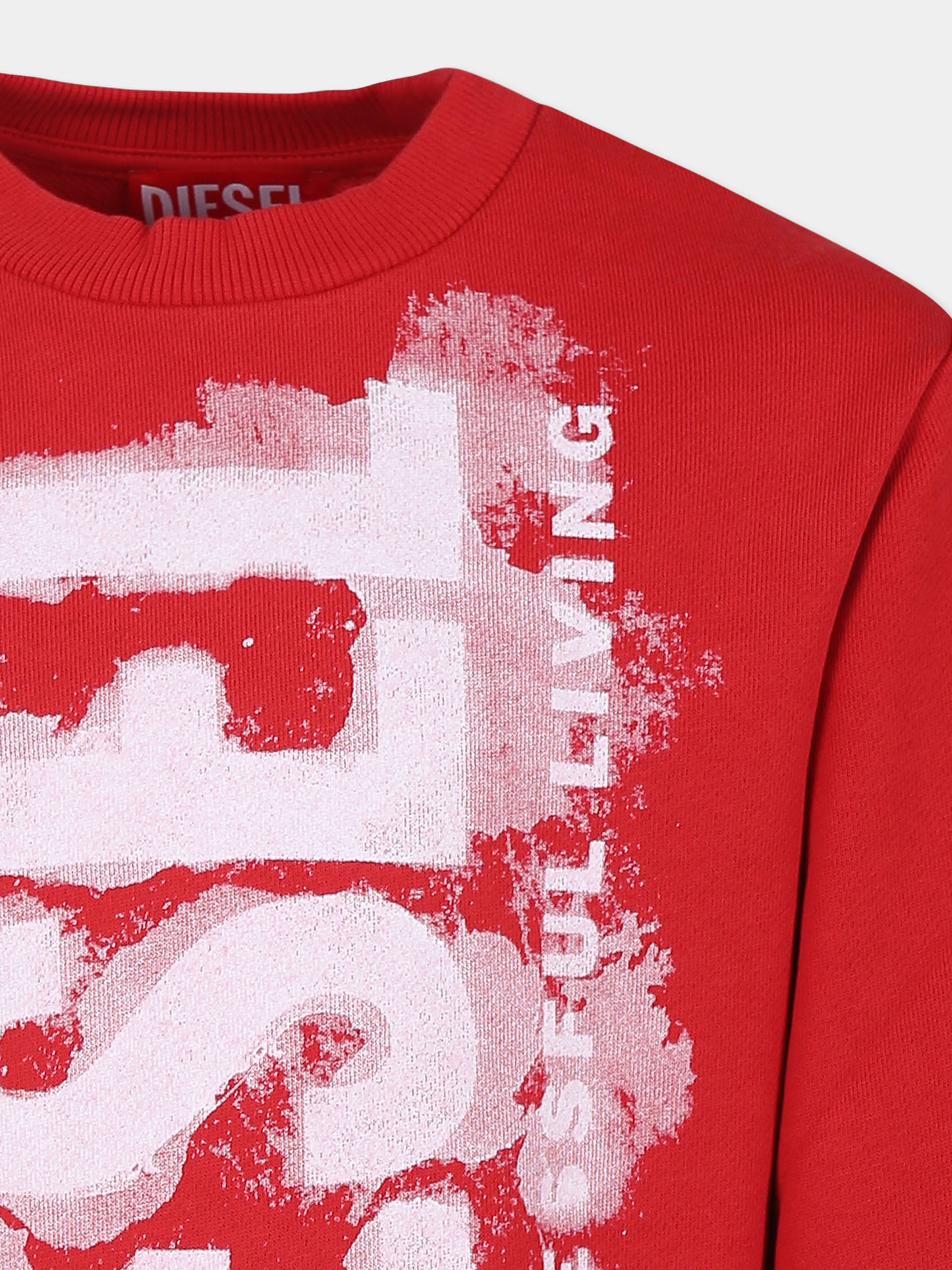 Felpa rossa per bambino con logo,Diesel,J01790 KYAU6 K407