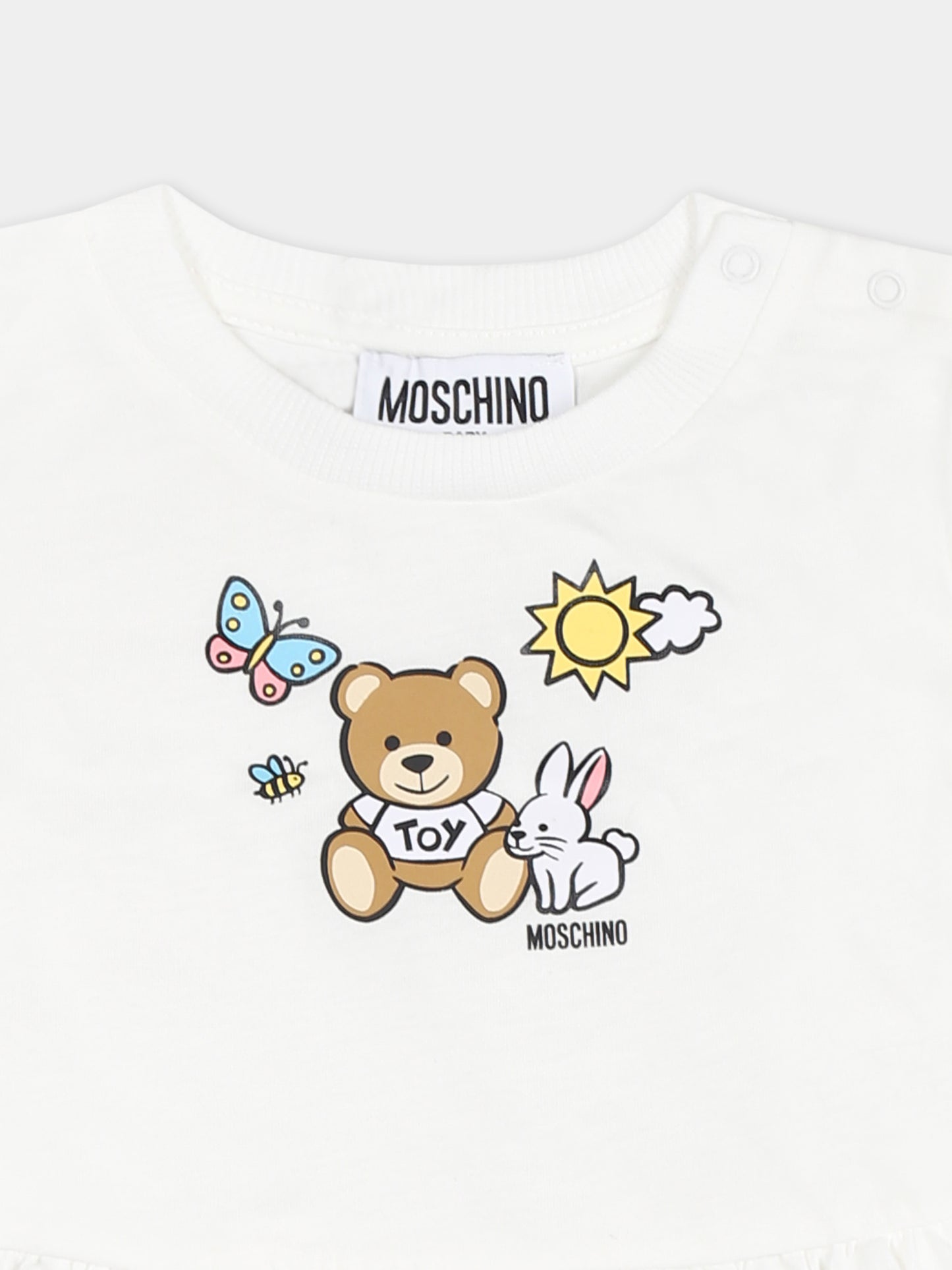 Vestito avorio per neonata con Teddy Bear,Moschino Kids,MDV0CA LAA03 10063