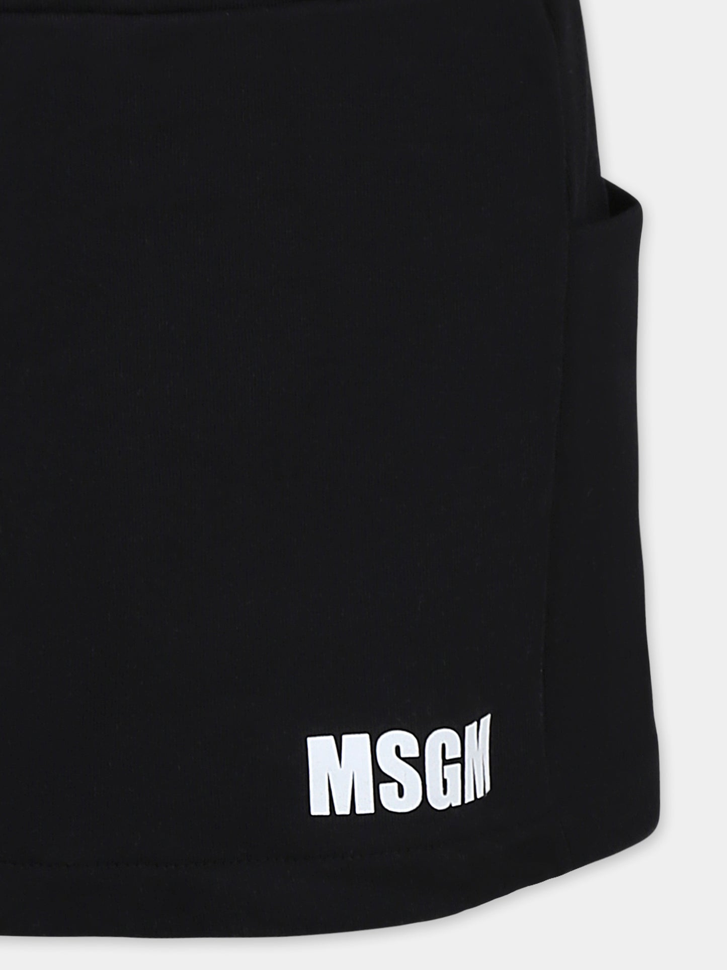 Gonna nera per bambina con logo,Msgm Kids,S5MSJGSK090 110