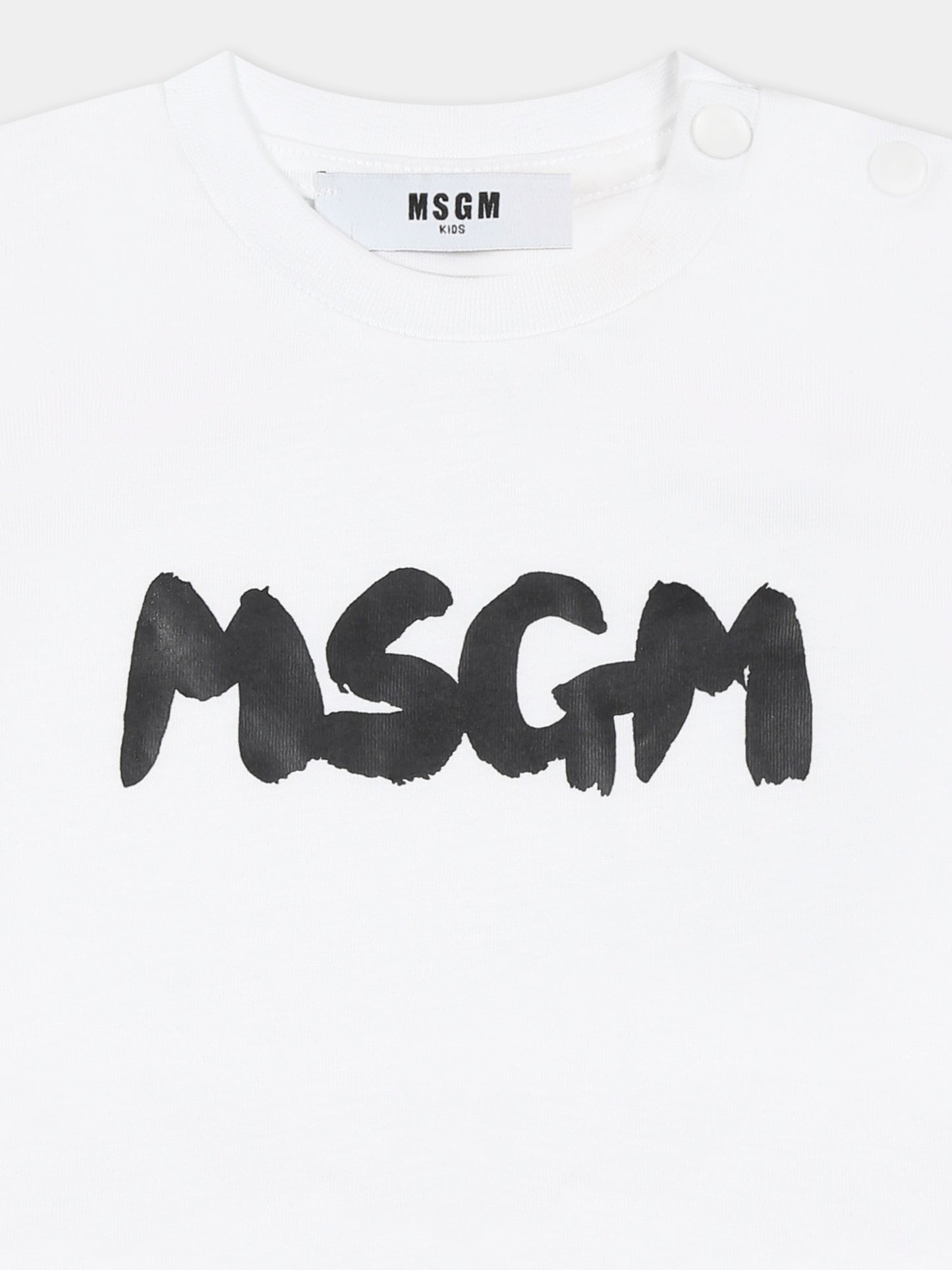 T-shirt bianca per neonati con logo,Msgm Kids,S5MSUNTH310 001