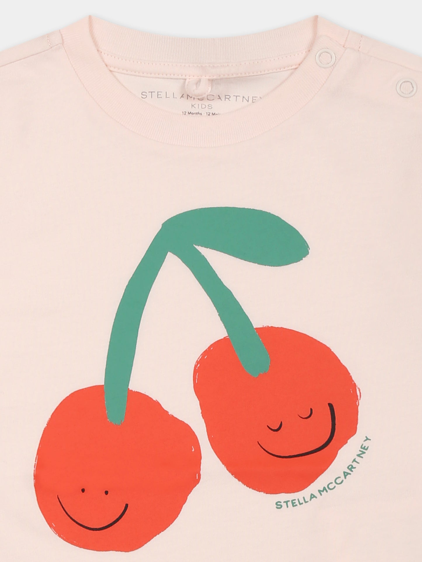 T-shirt rosa per neonata con ciliegie,Stella Mccartney Kids,TW8051 Z0434 50I