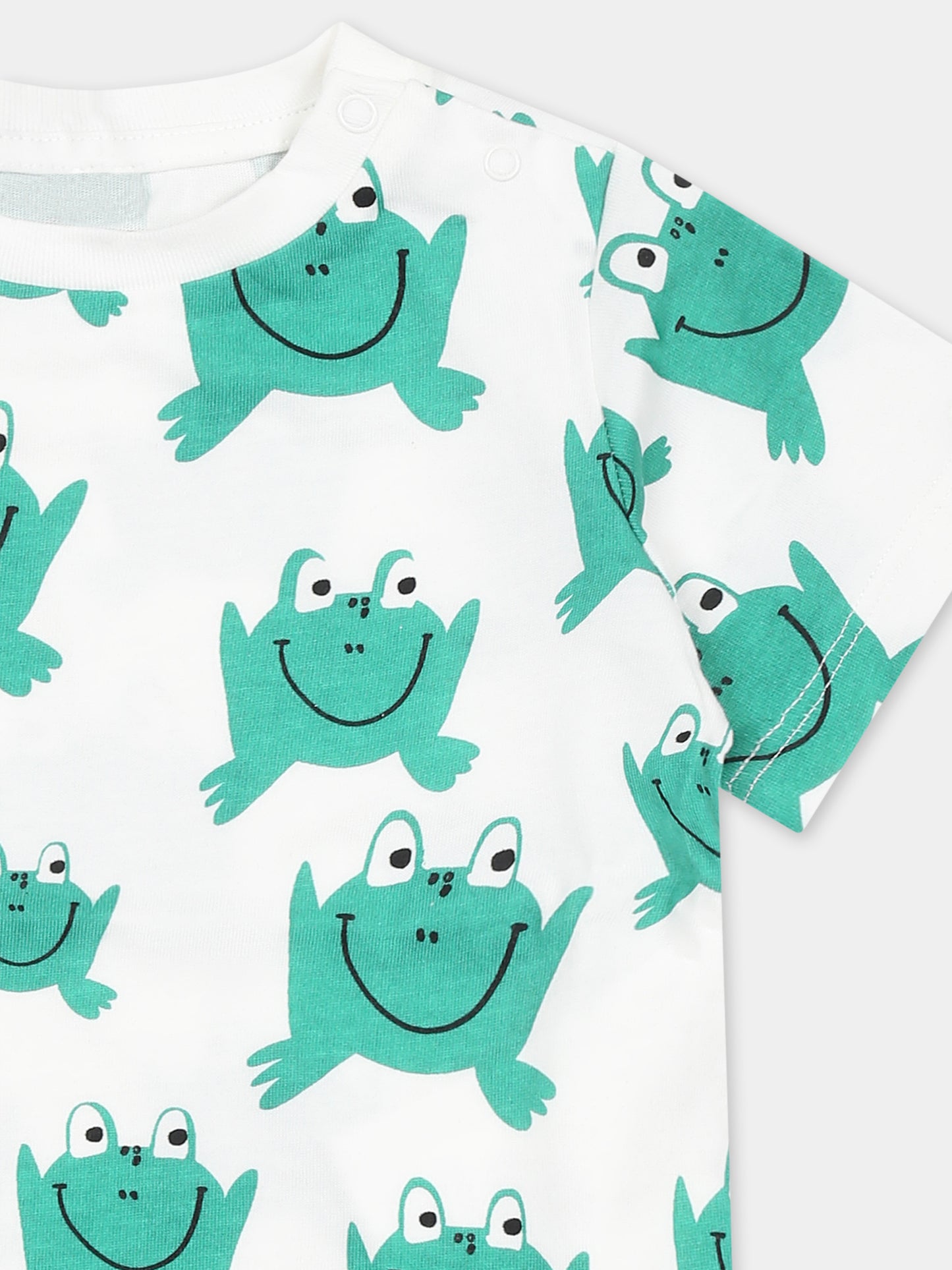 T-shirt bianca per neonato con rana all-over,Stella Mccartney Kids,TW8561 Z2722 101MC