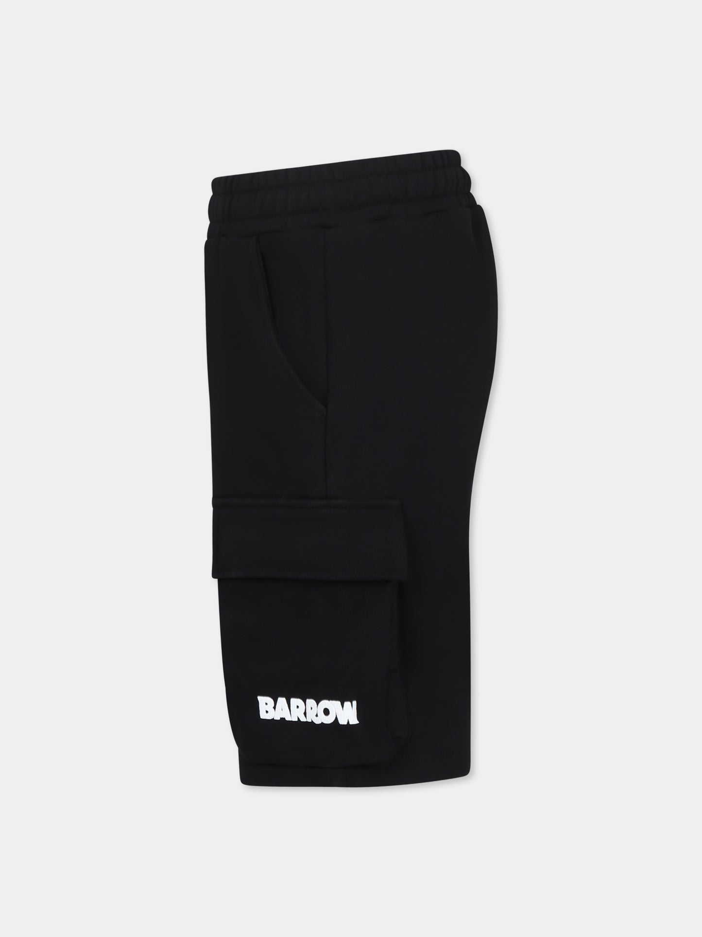 Shorts neri per bambini con logo e smile,Barrow,S5BKJUBE084 110