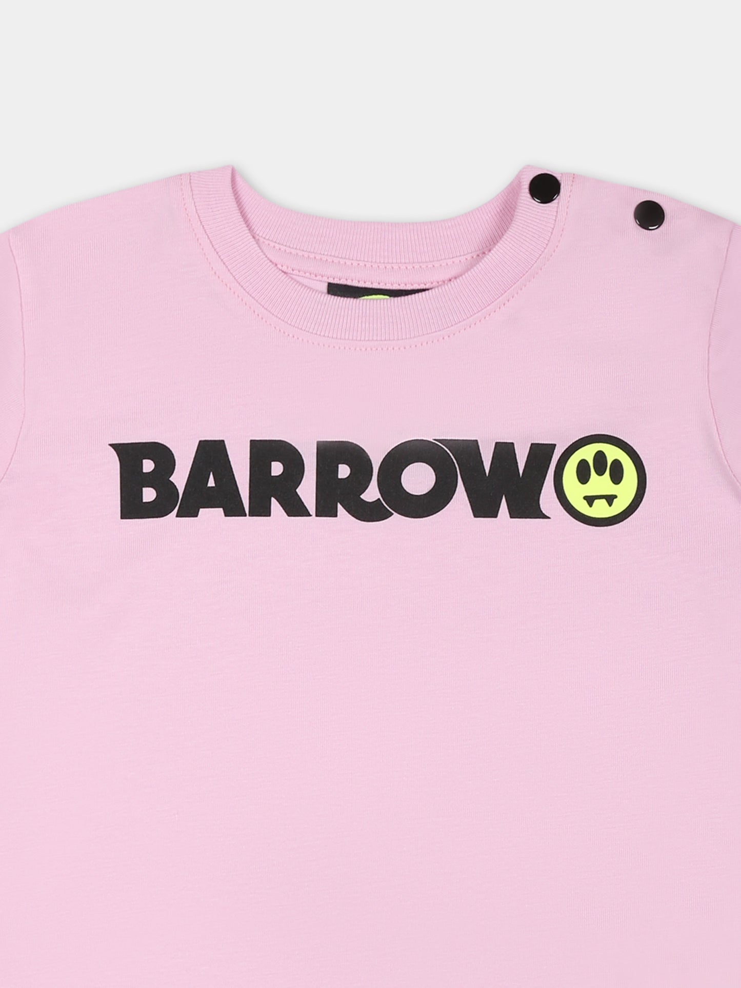T-shirt rosa per neonata con logo e smile,Barrow,S5BKNGTH198 BW014