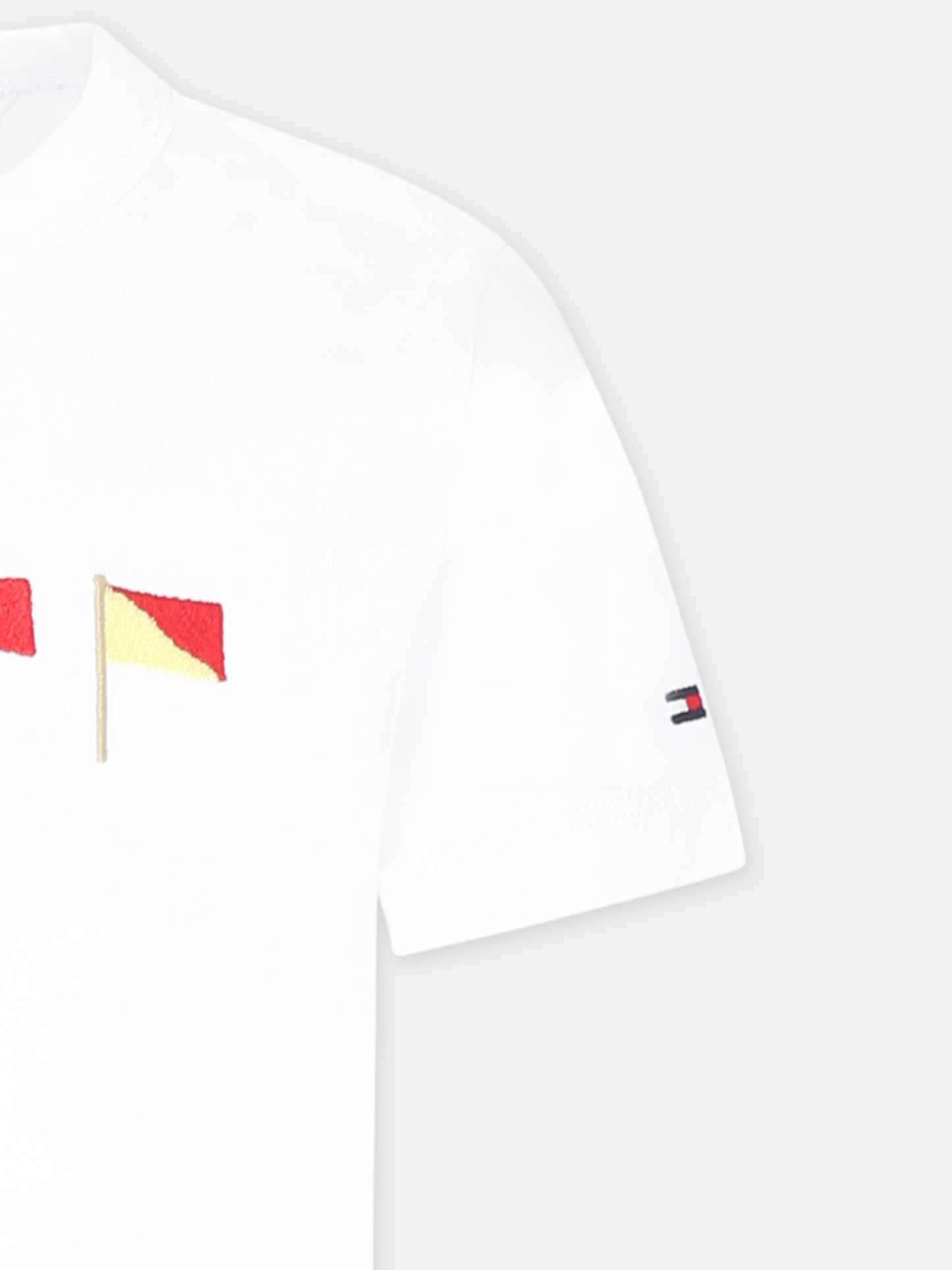 T-shirt bianca per bambino con bandierine,Tommy Hilfiger Junior,25S THKB0KB09532J KB0KB09532 YBR