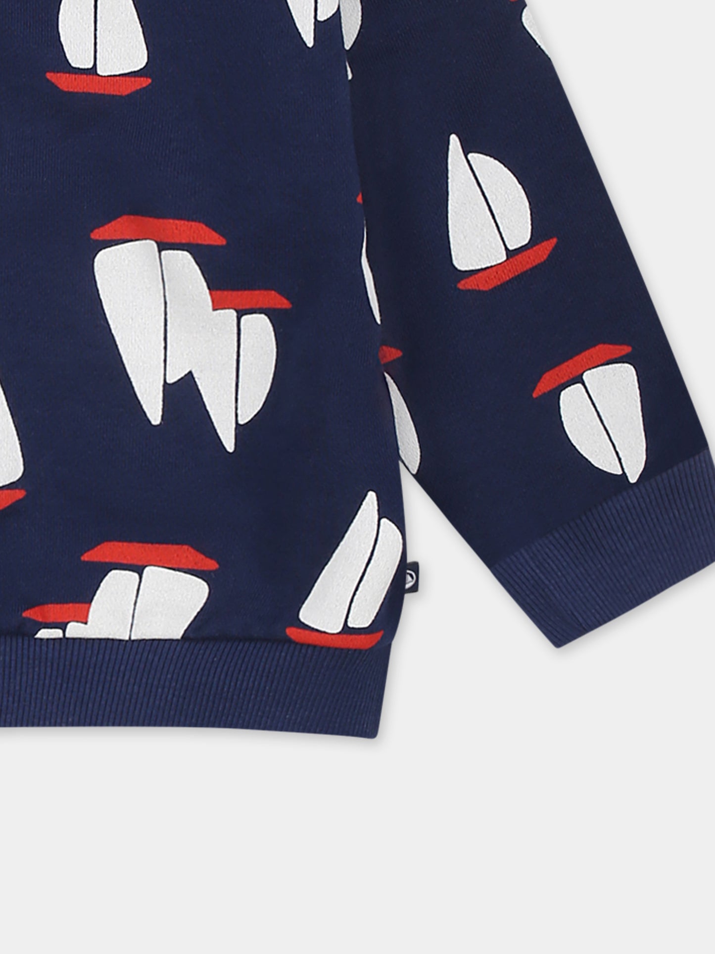 Felpa blu per neonato con barca a vela all over,Petit Bateau,A0COI MEDIEVAL/MULTICO 01