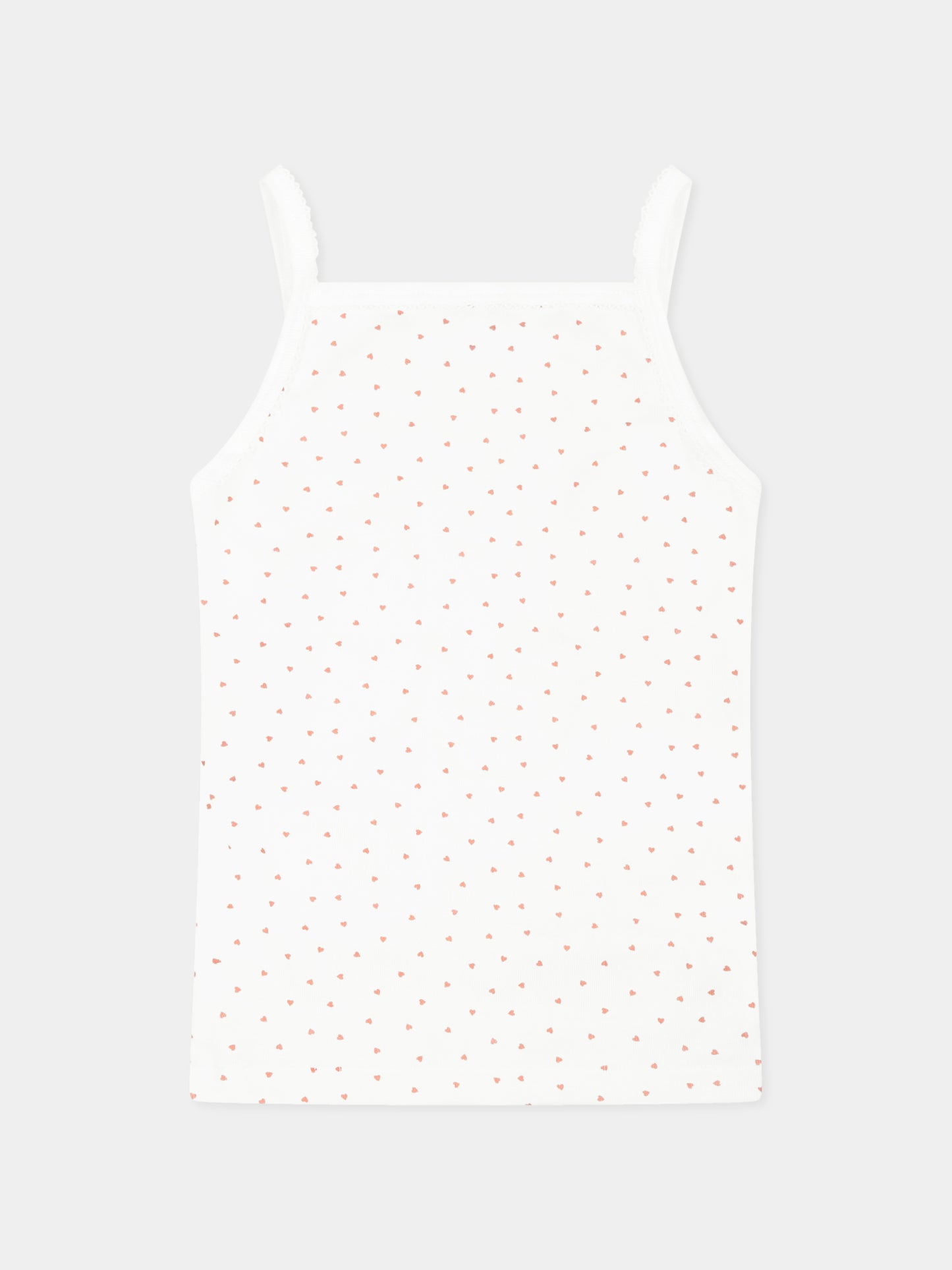 Set canottiere bianche per bambina con cuori,Petit Bateau,A0A47 VARIANTE 1 00