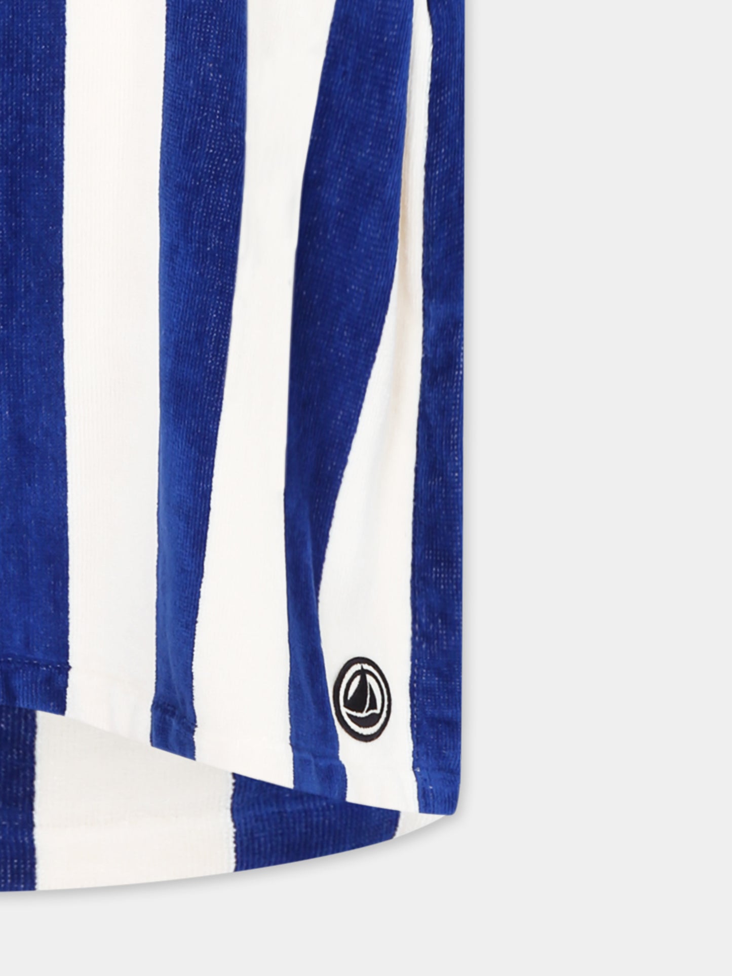 Accappatoio blu per bambini con logo,Petit Bateau,A0CH7 SURF/MARSHMALLOW 01