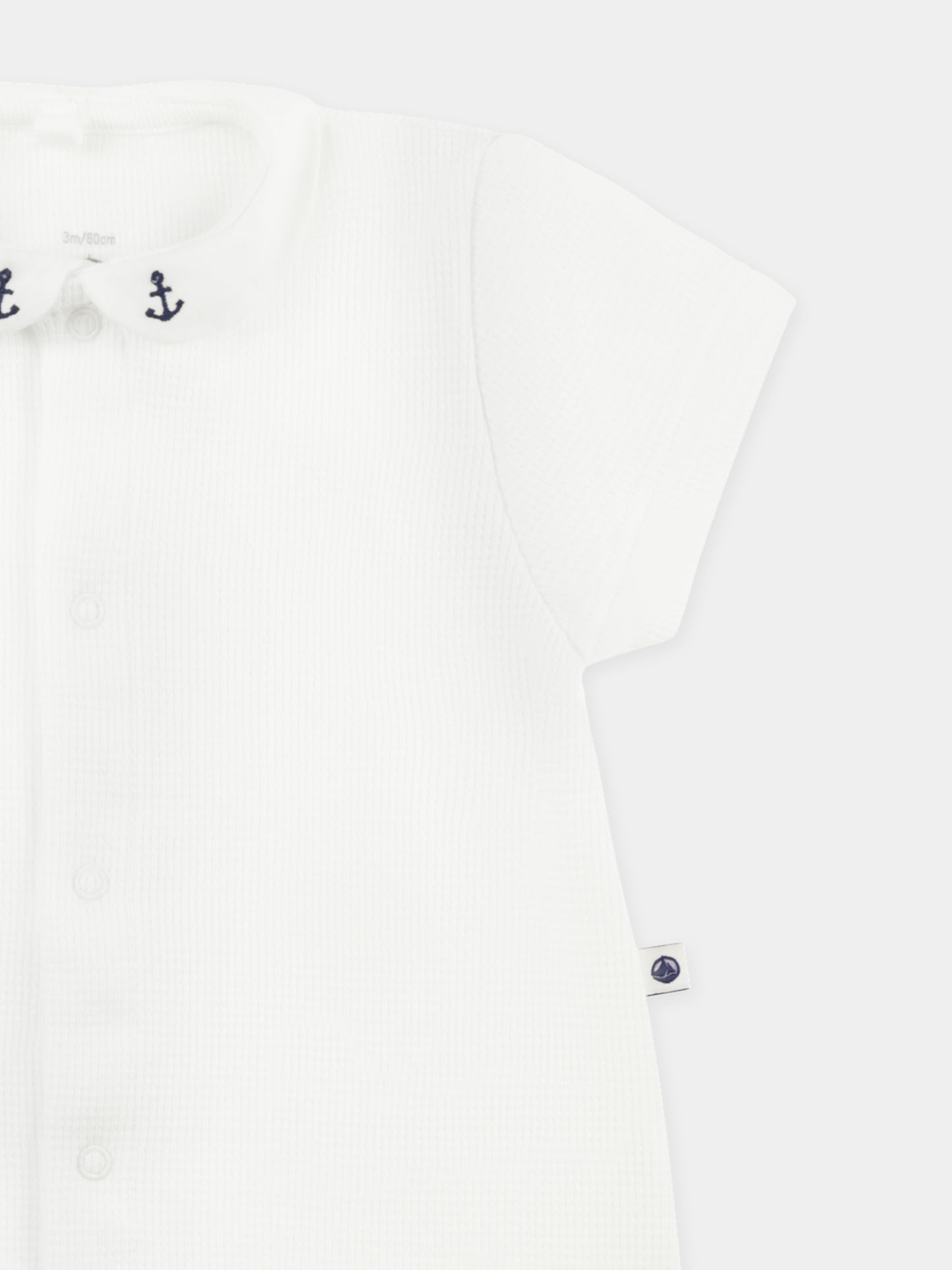 Pagliaccetto bianco per neonato con ancore,Petit Bateau,A0DE0 MARSHMALLOW 09