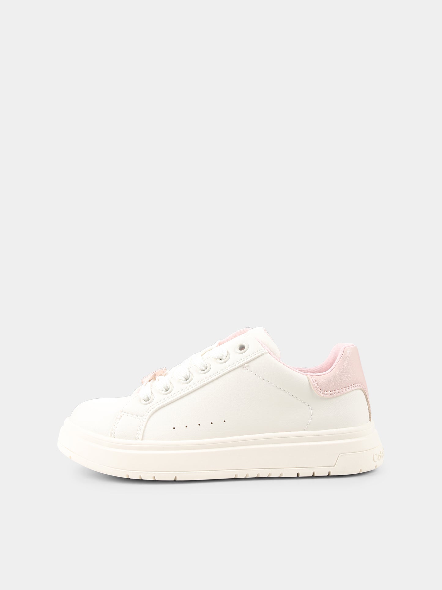 Sneakers avorio per bambina con logo,Calvin Klein Kids,V3A9 82015 1355A704