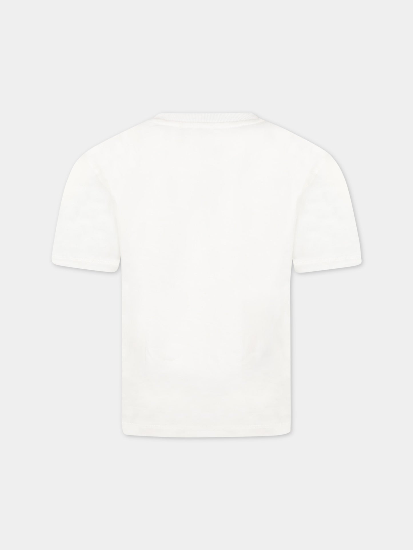 T-shirt bianca per bambino con logo,Moschino Kids,HUM03S LBA12 10063