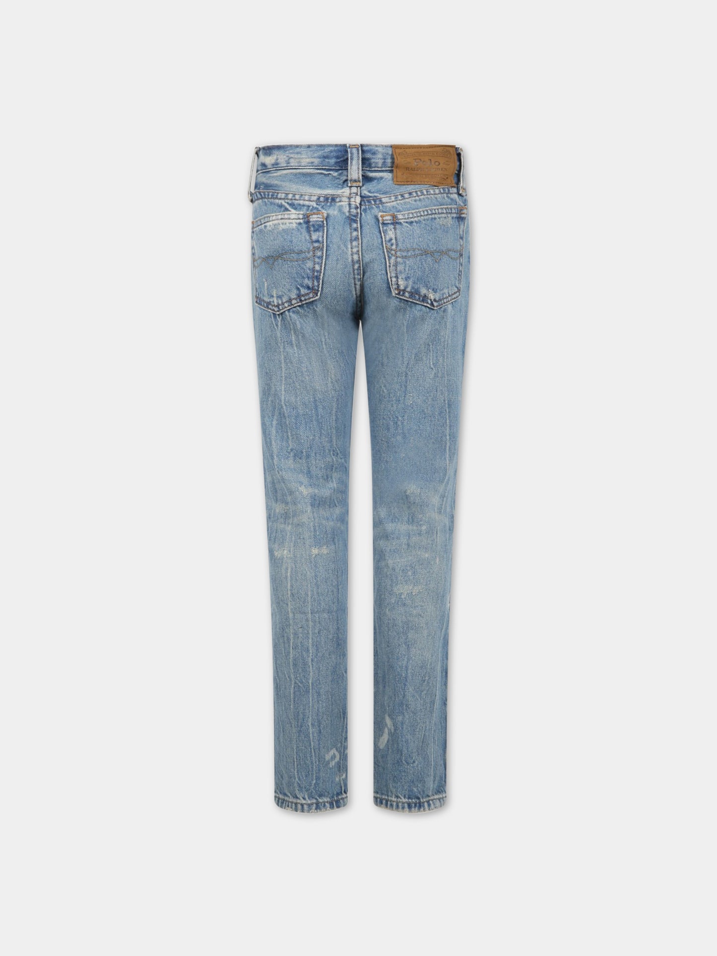 Jeans celesti per bambino con patch logato,Ralph Lauren Kids,890851001