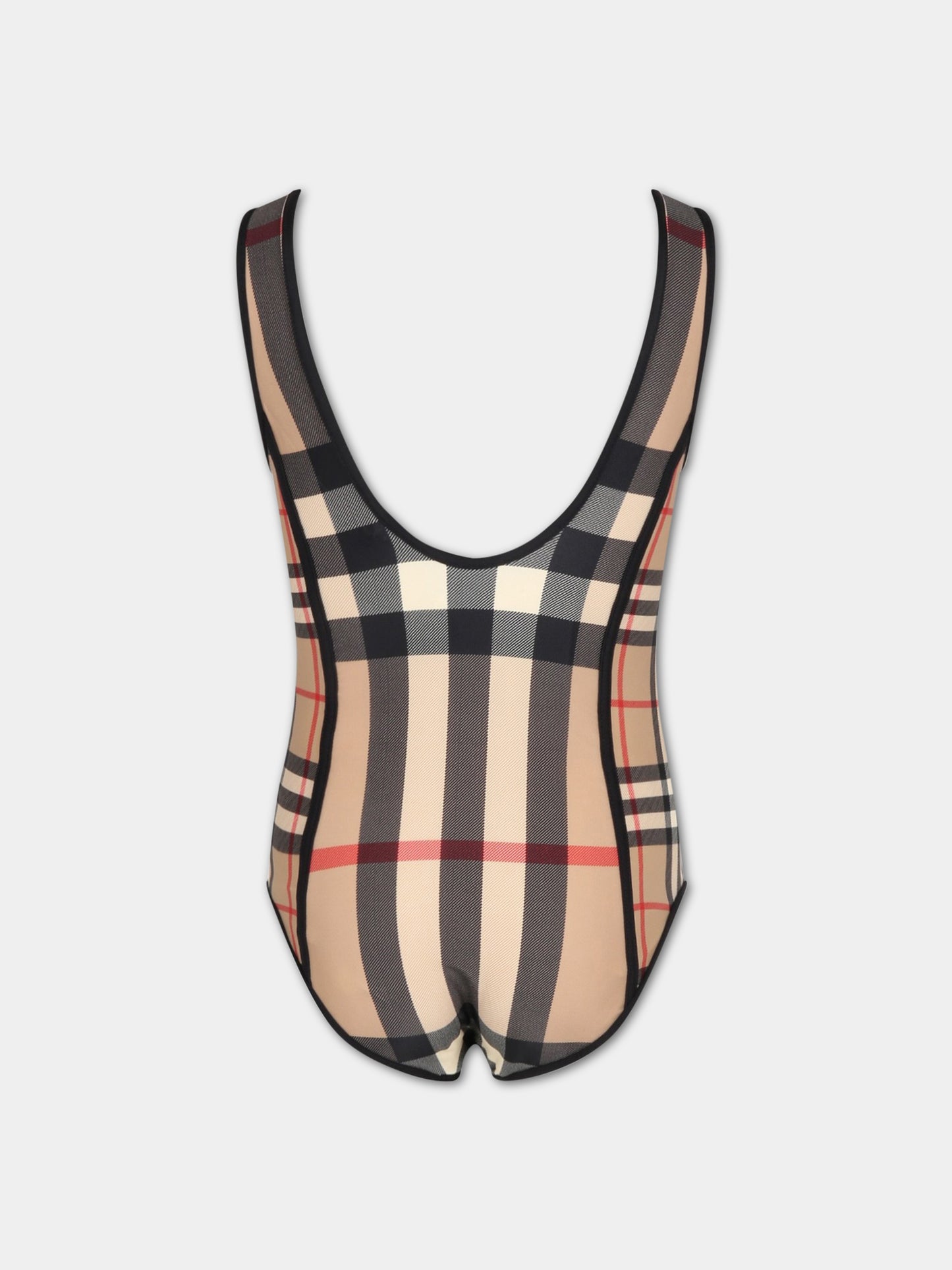 Costume beige da bagno per bambina con check vintage,Burberry Kids,8061849