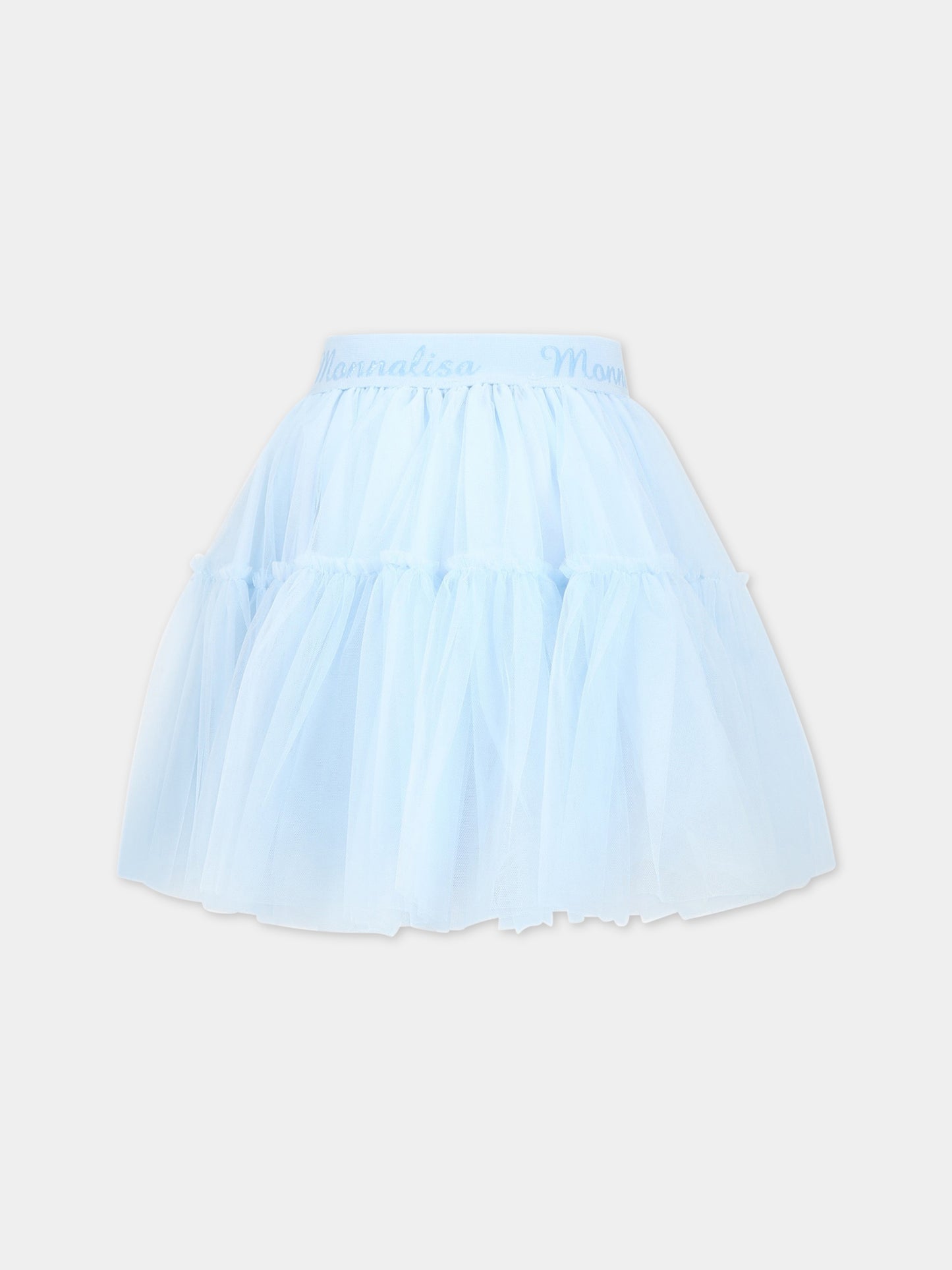 Gonna celeste per bambina con logo,Monnalisa,17AGON T9945 0058