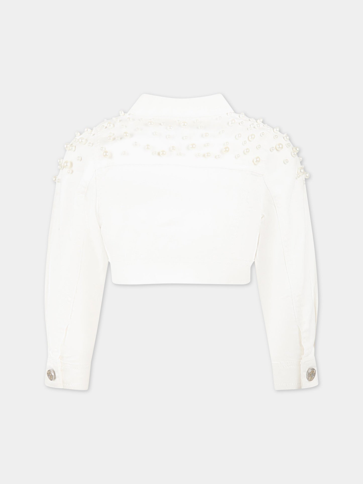 Giacca bianca per bambina con perle,Monnalisa,79A100 1051 0001