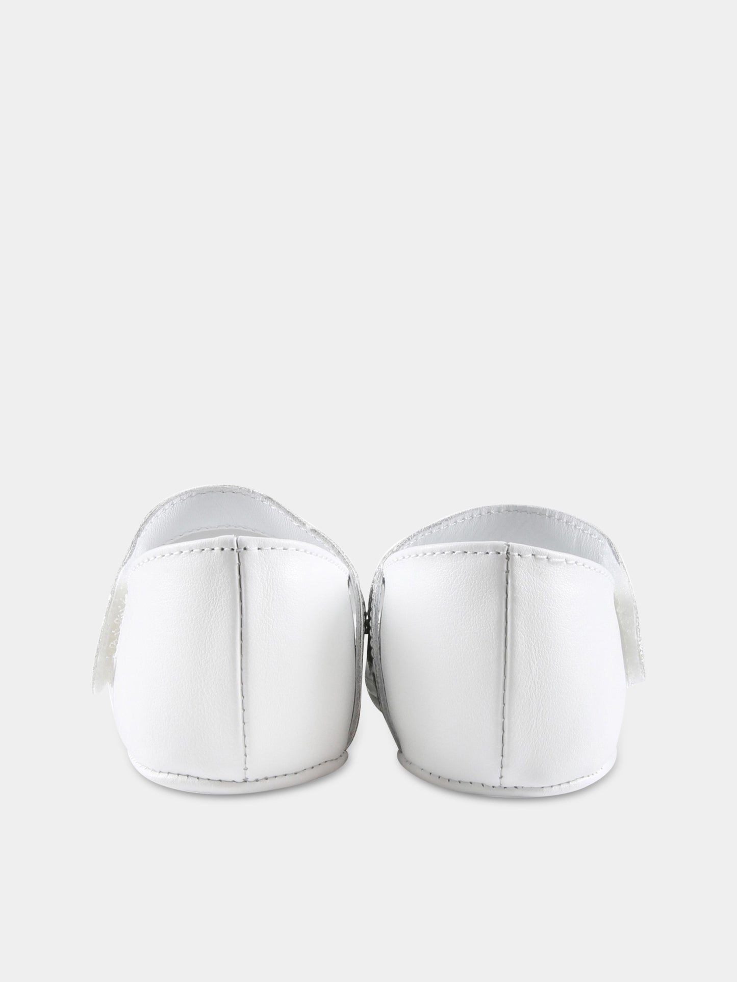 Ballerine bianche per neonata con logo argentato,Balmain Kids,BS0006 Y0051 100AG