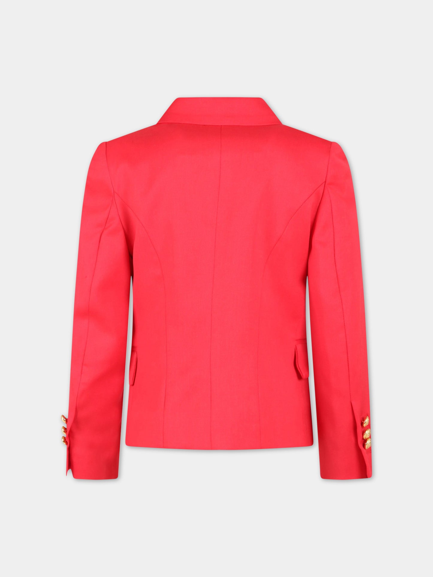 Giacca rossa per bambina con iconici bottoni,Balmain Kids,BS2A24 I0089 412