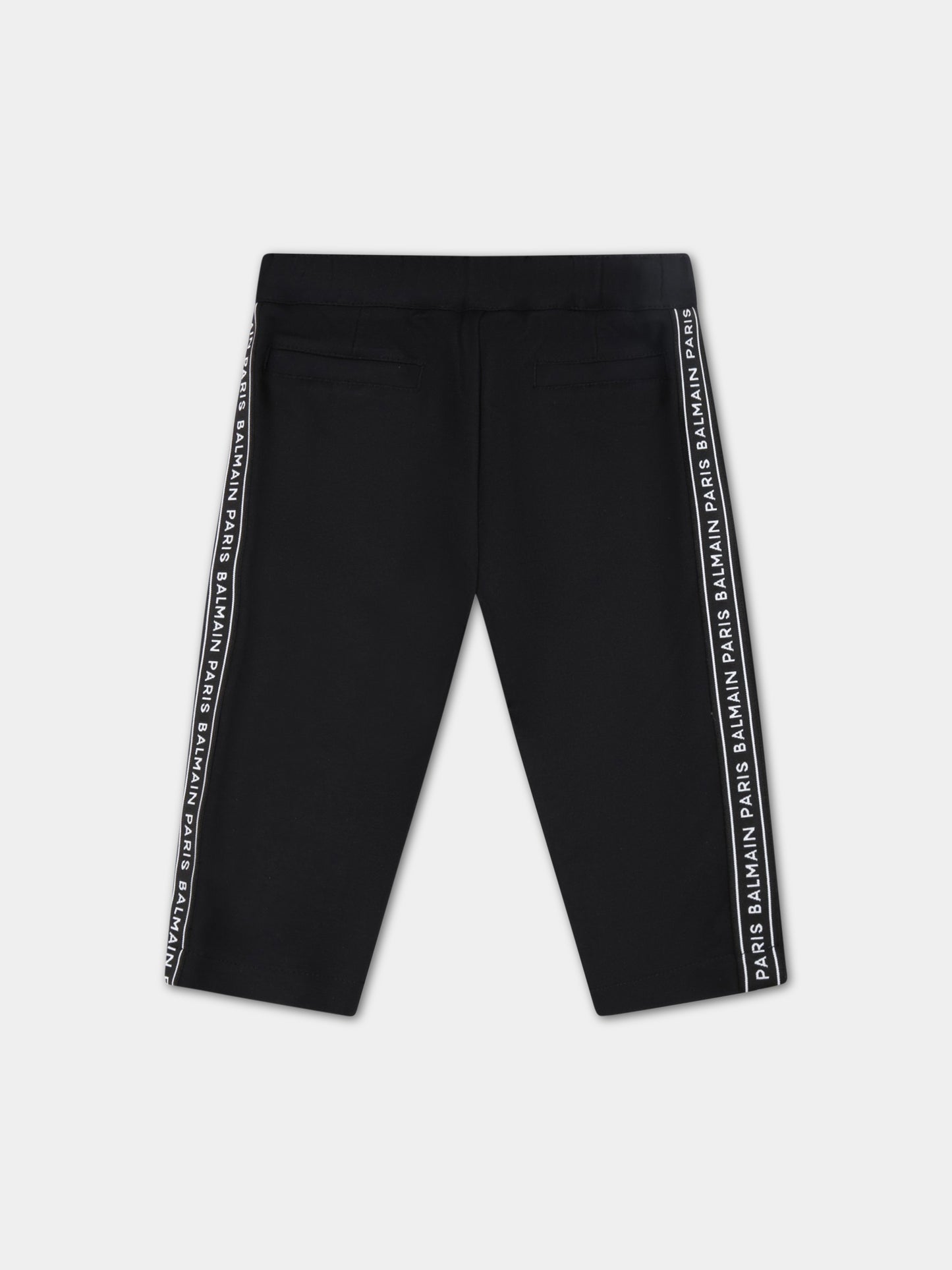 Pantaloni neri per neonato con logo bianco,Balmain Kids,BS6580 J0035 930