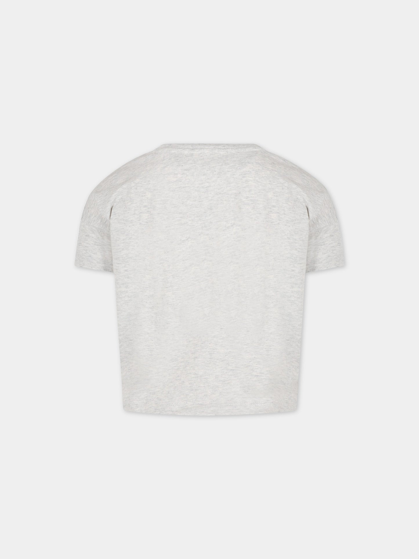 T-shirt grigia per bambina con gatto e logo,Molo,2S23A215 3275