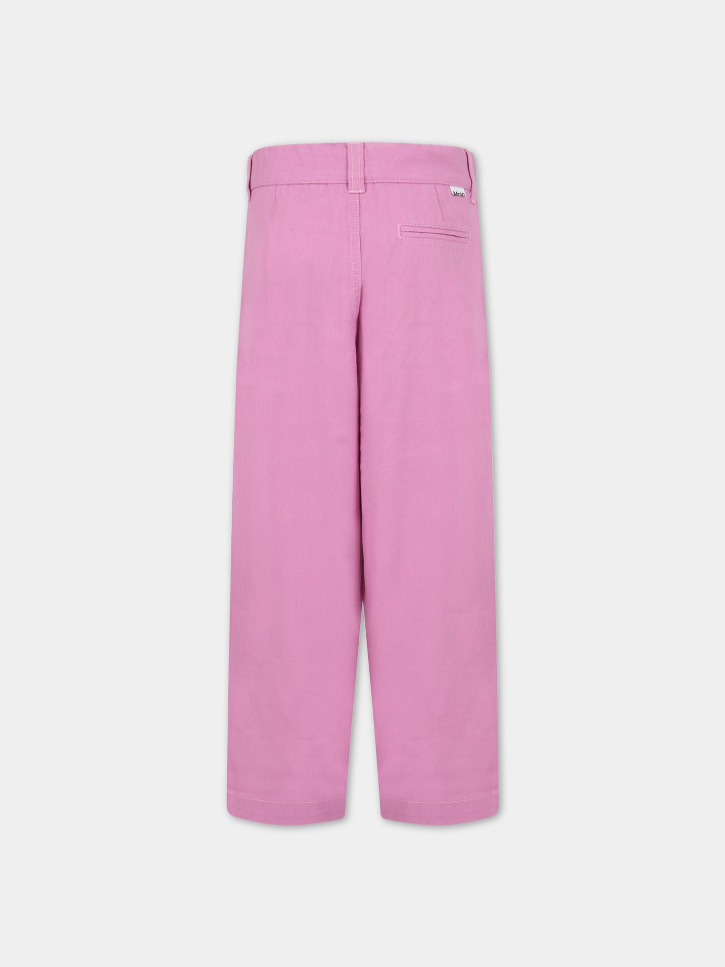 Jeans rosa per bambina con patch logato,Molo,2S23I102 8706