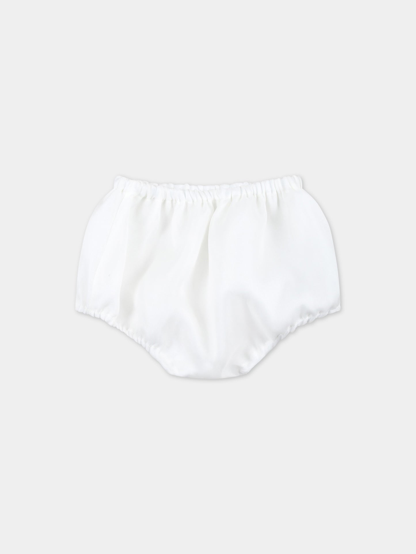Vestito bianco per neonata con fiori applicati,La Stupenderia,CBAB56O06 U10