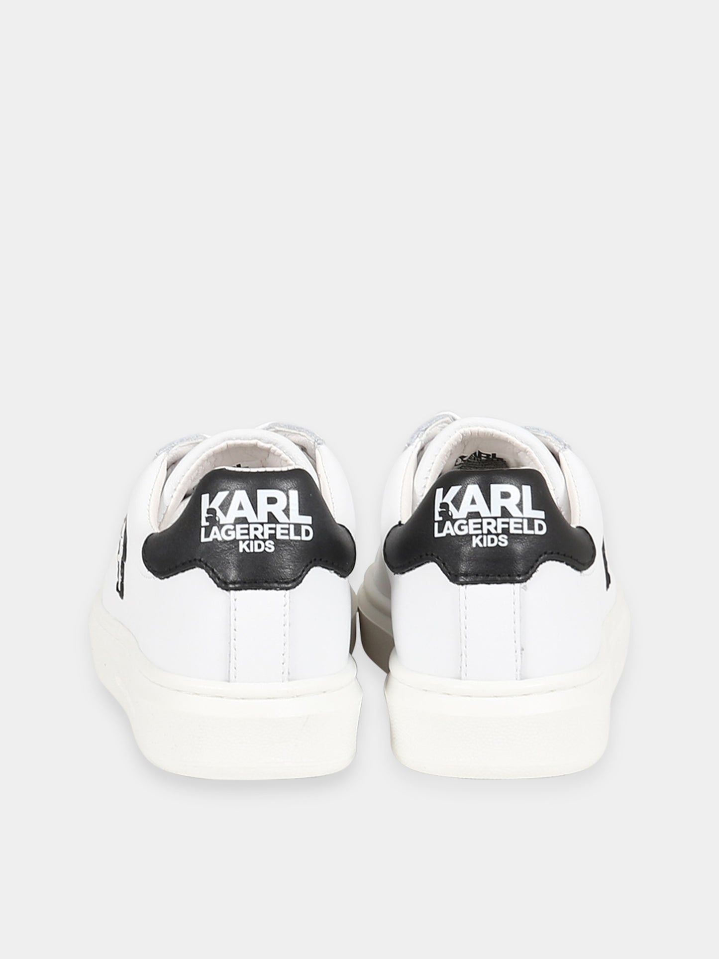 Sneakers bianco per bambini con patch Karl Lagerfeld e logo,Karl Lagerfeld Kids,Z29059 10B