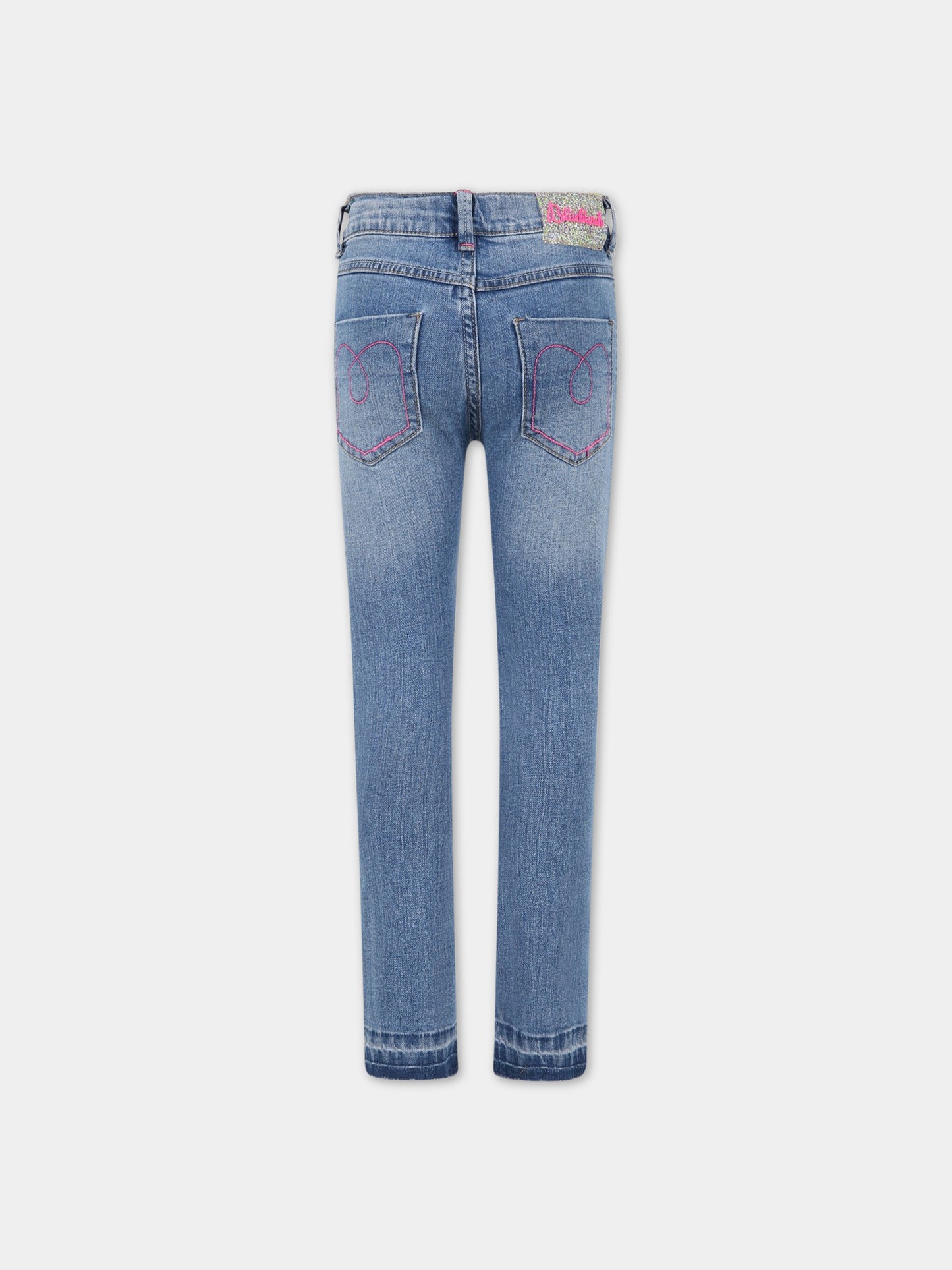 Jeans blu per bambina con unicorni e stelle,Billieblush,U14659 Z18