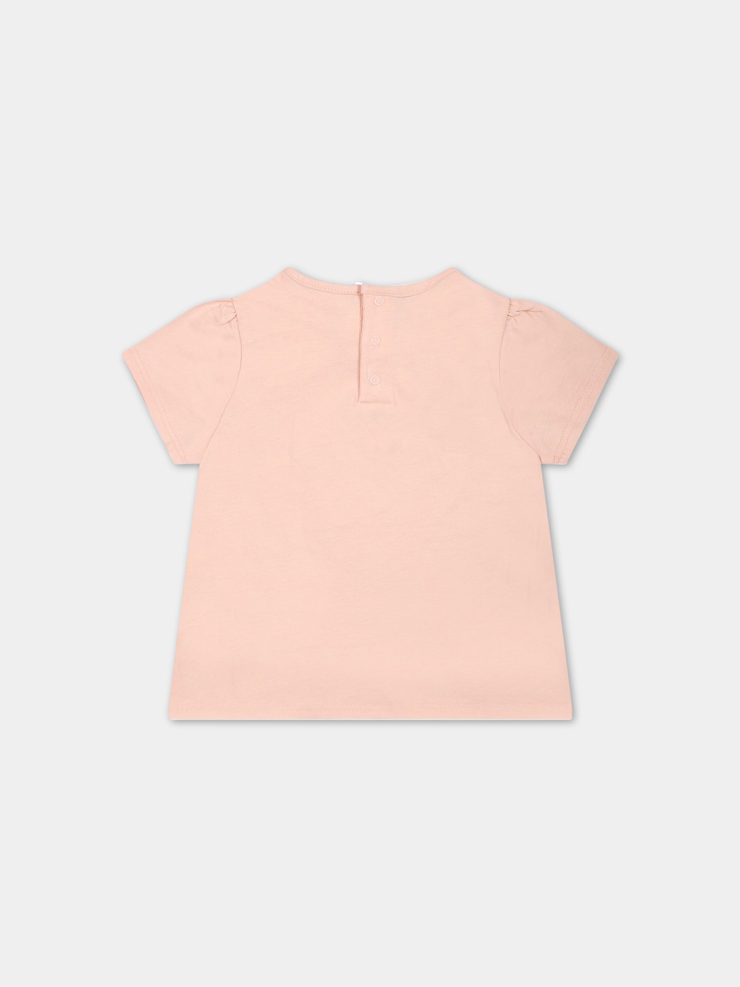 T-shirt rosa per neonata con logo,Chloé Kids,C05440 45K