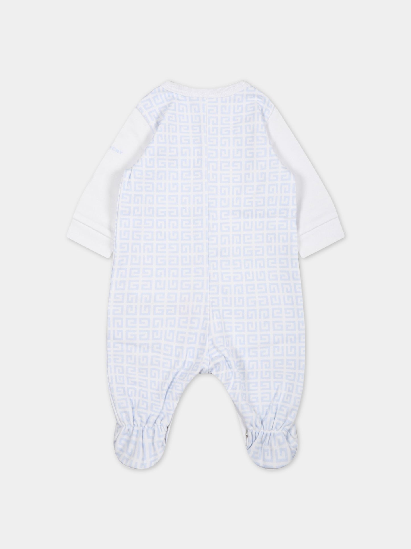Tutina bianca per neonato con logo celeste,Givenchy Kids,H97086 771