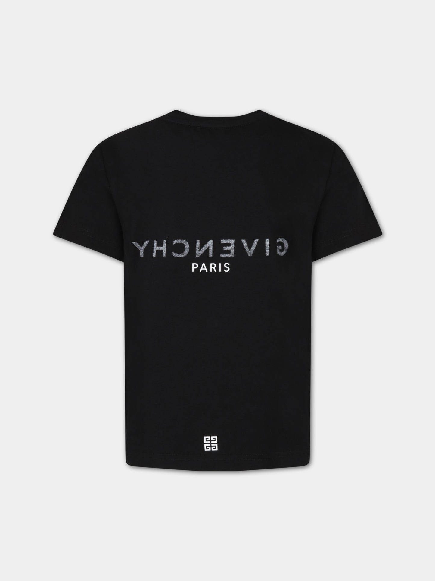 T-shirt nera per bambino con logo bianco,Givenchy Kids,H25404 09B