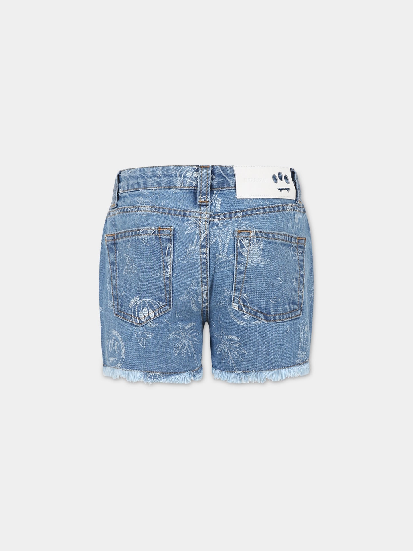 Shorts celeste per bambina con logo e iconico smile,Barrow,033070 200