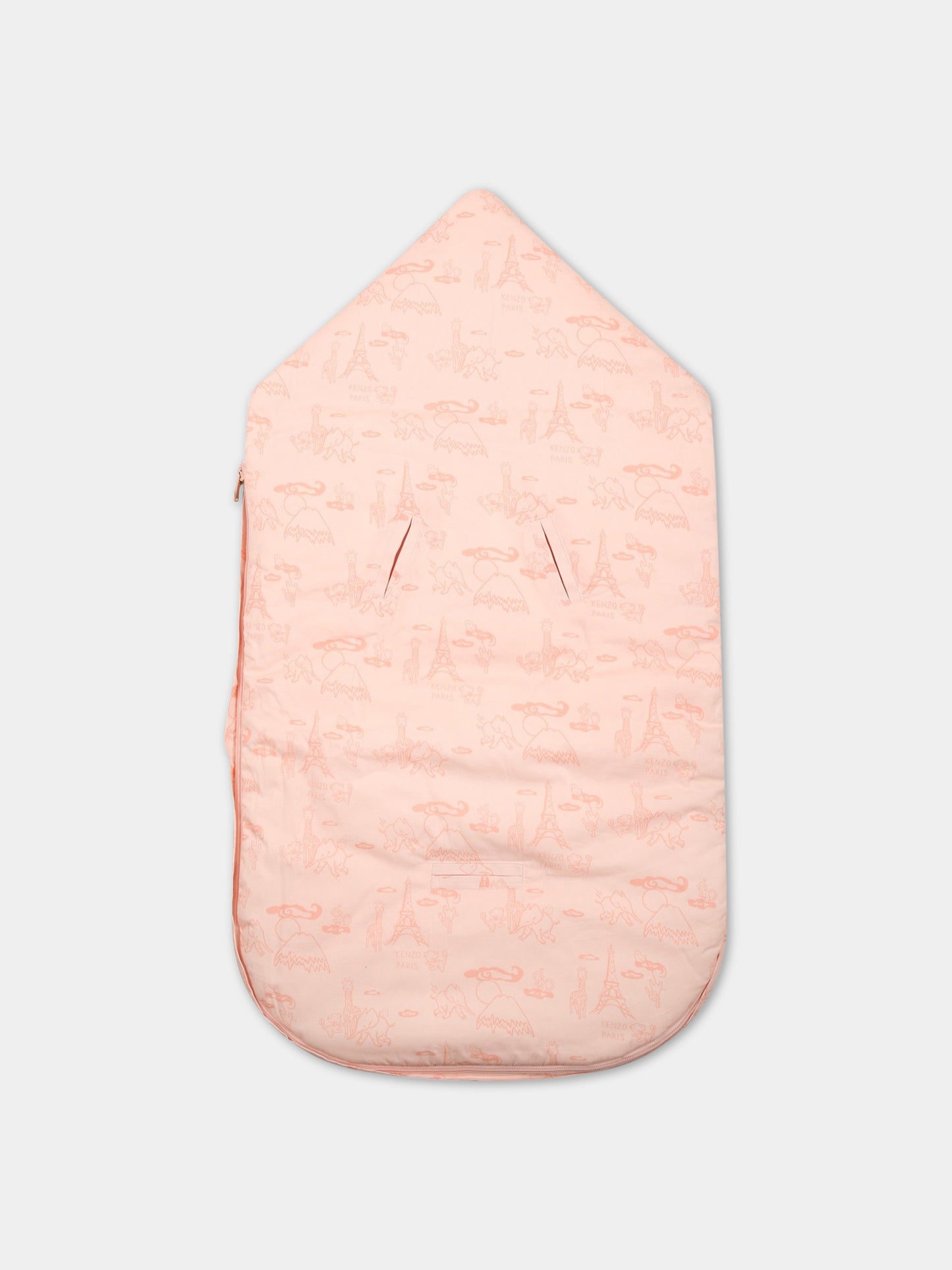 Sacco-nanna rosa per neonata con animali e logo,Kenzo Kids,K90097 453