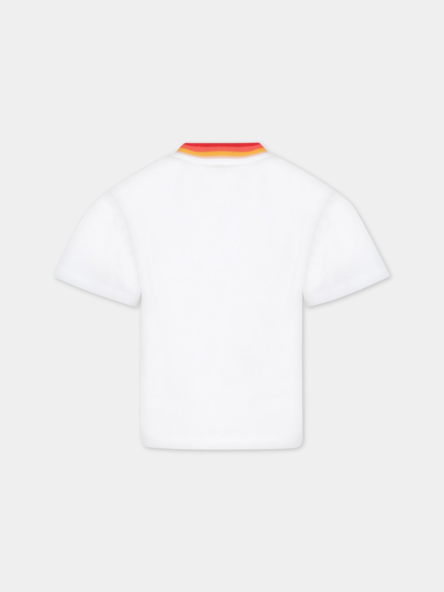 T-shirt bianca per bambina con logo multicolor,Kenzo Kids,K15630 10P