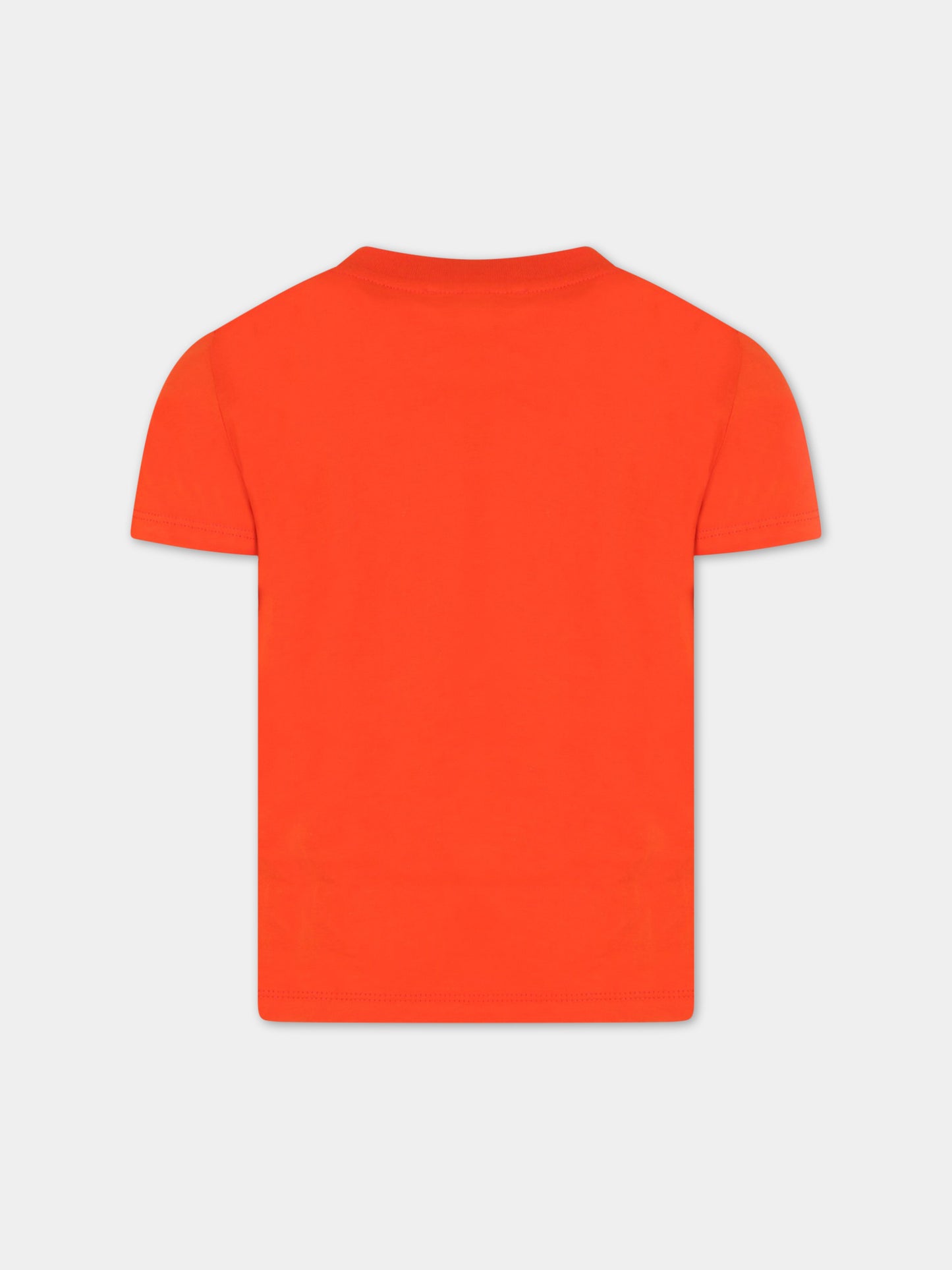 T-shirt arancione per bambino con tigre e logo,Kenzo Kids,K25782 987