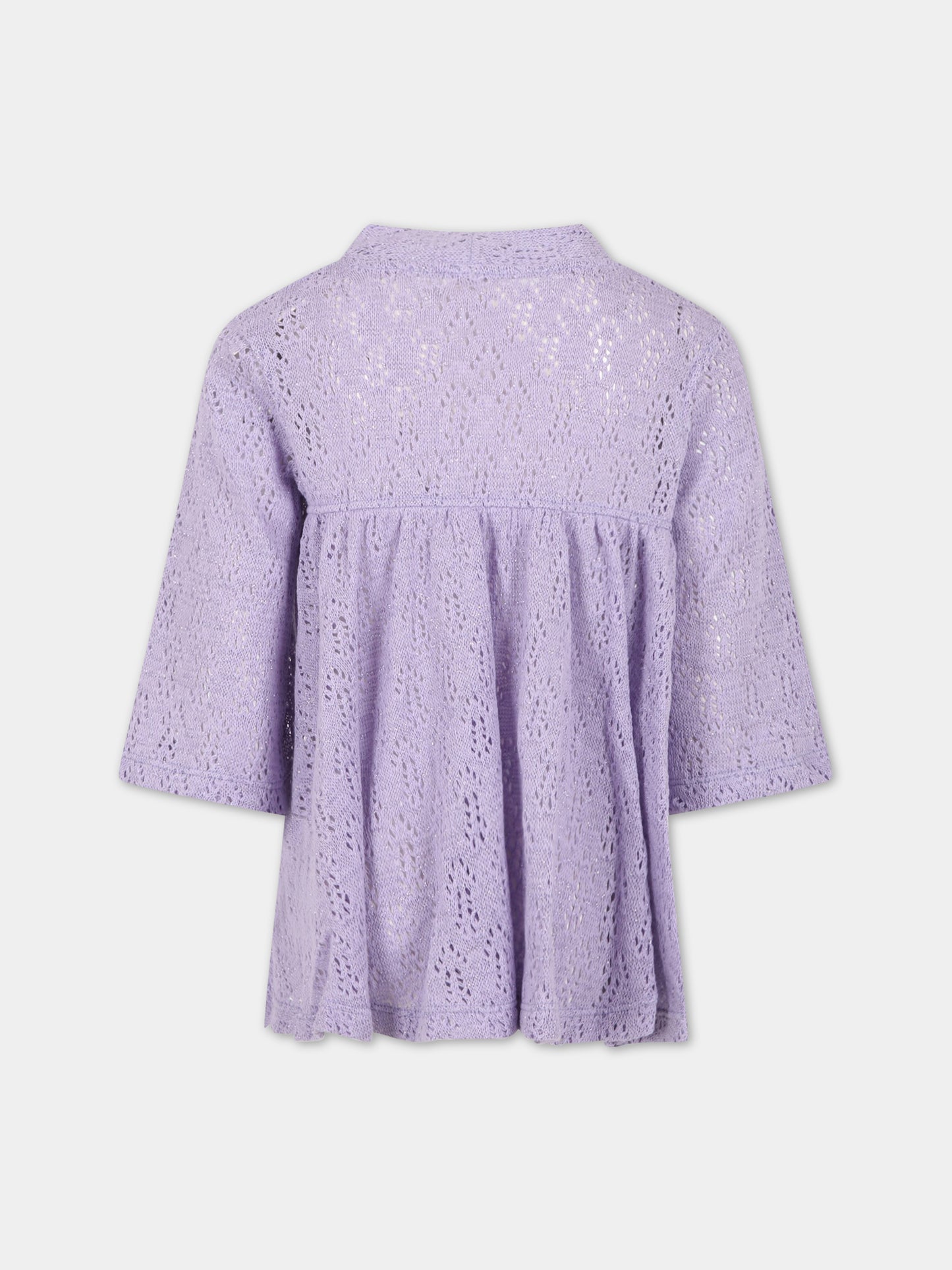 Cardigan viola per bambina con dettagli in lurex,Caffe' D'orzo,ZS9A30 Q0009 522