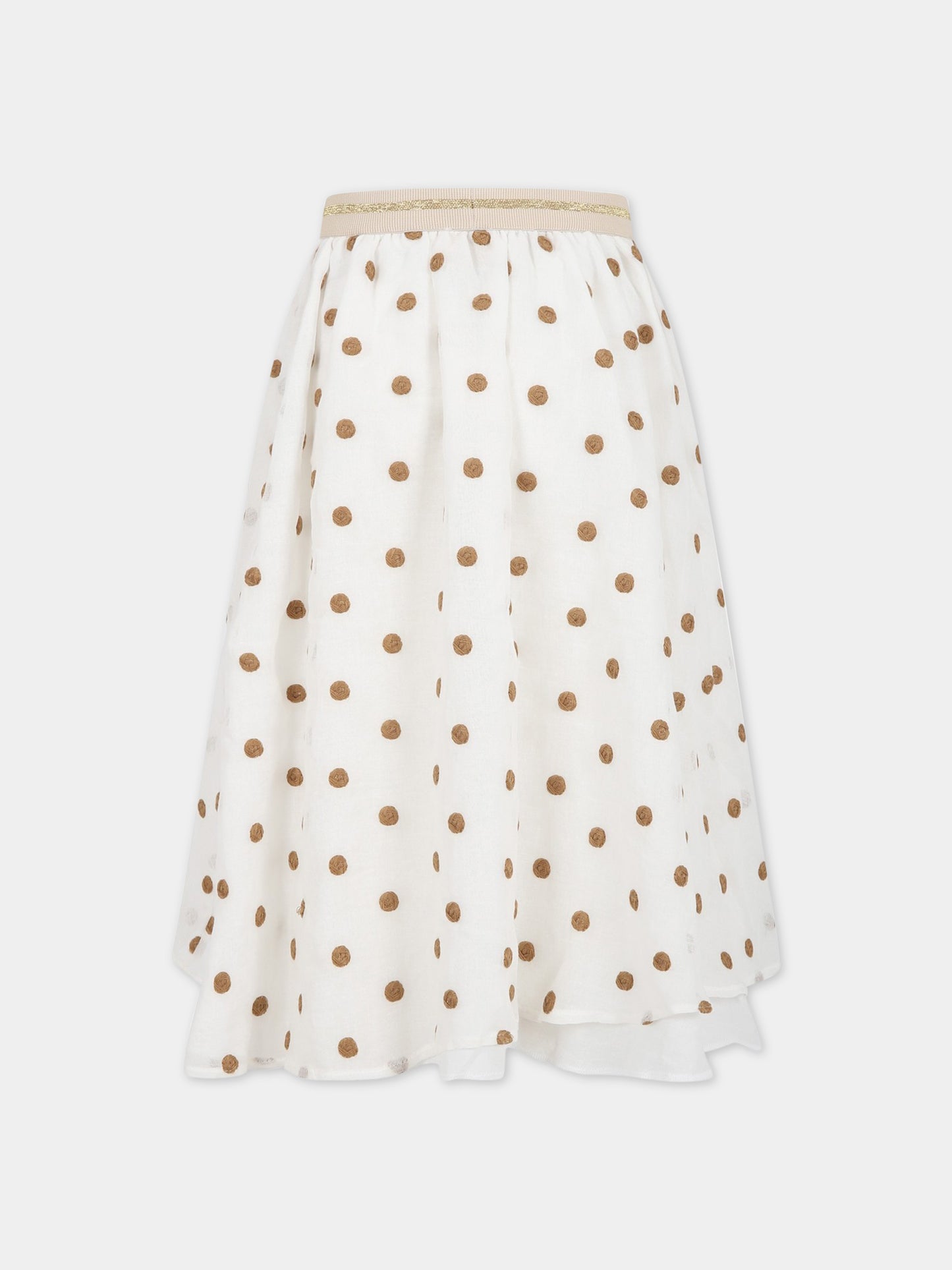 Gonna bianco per bambina con ricami all-over,Caffe' D'orzo,ZS7A10 K0133 101MA