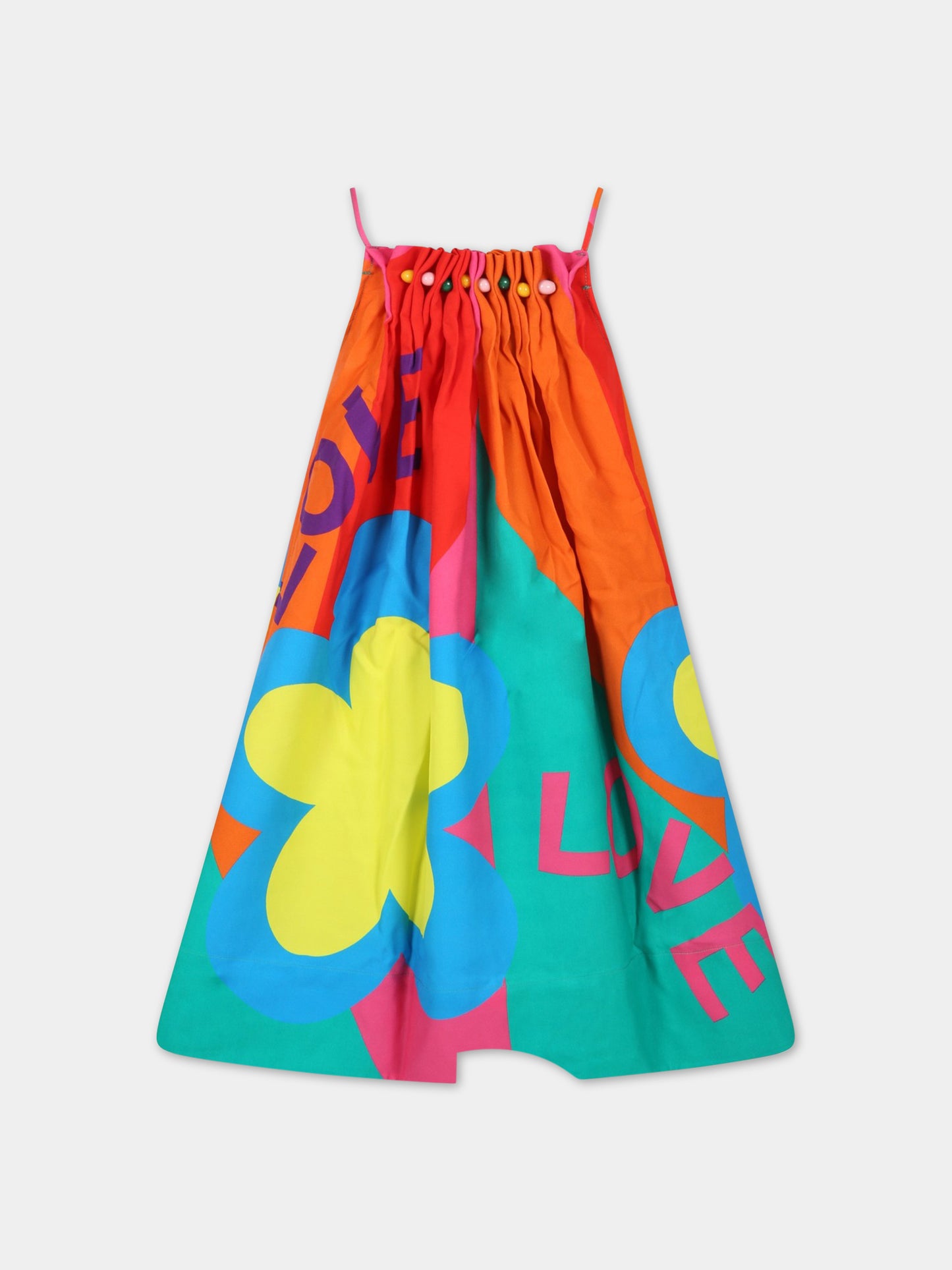 Vestito multicolor per bambina con fiori e scritta Love ,Stella Mccartney Kids,TS1C62 Z0891 999MC