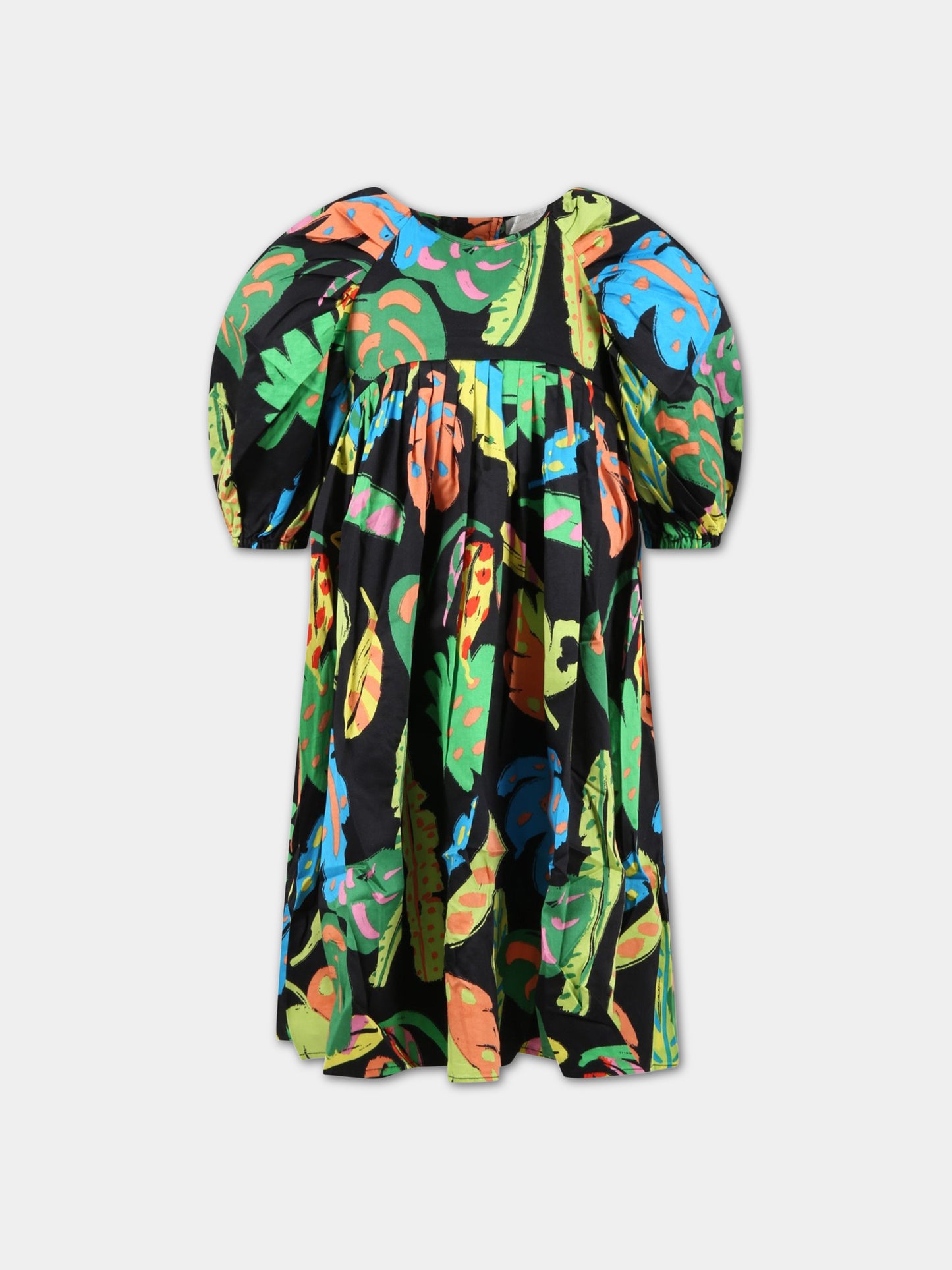 Vestito nero per bambina con foglie,Stella Mccartney Kids,TS1D11 Z0889 930MC