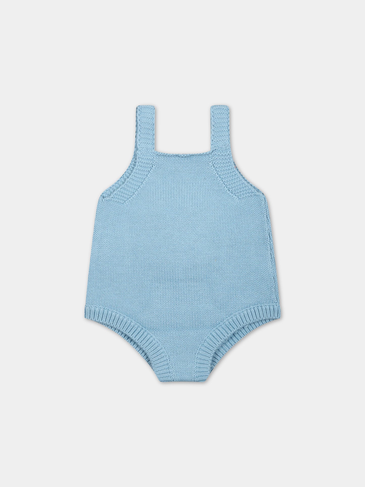 Body celeste per neonato con leone e patch logato,Stella Mccartney Kids,TSA582 Z1144 606