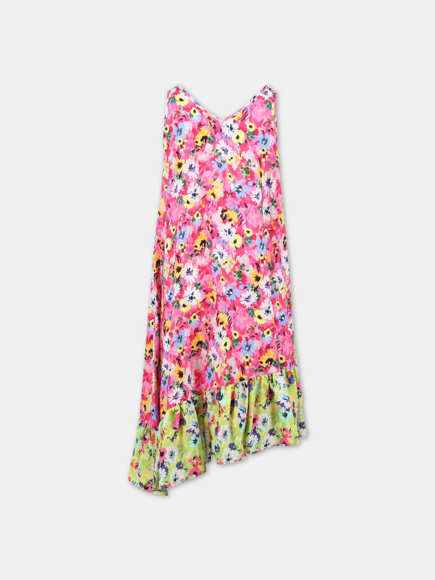 Vestito multicolor per bambina con stampa floreale,Msgm Kids,MS029425 044