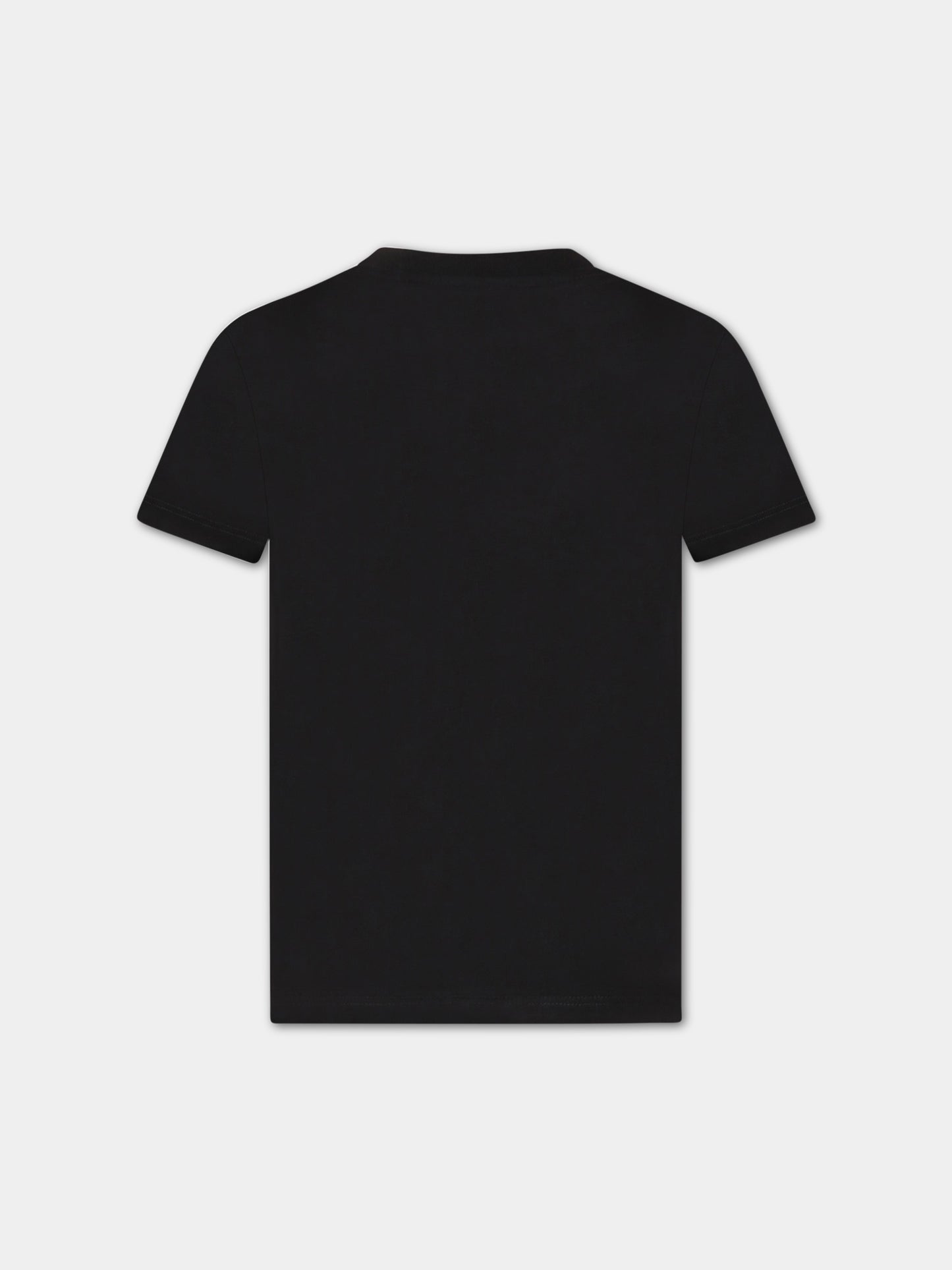 T-shirt nera per bambini con logo bianco,Msgm Kids,MS029501 110