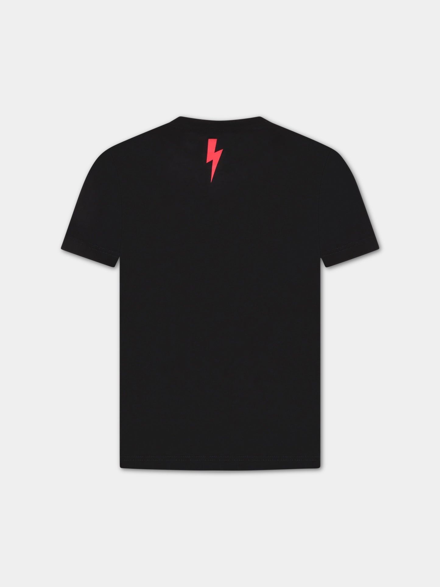 T-shirt nera per bambino con logo bianco e rosso,Neil Barrett Kids,033580 110