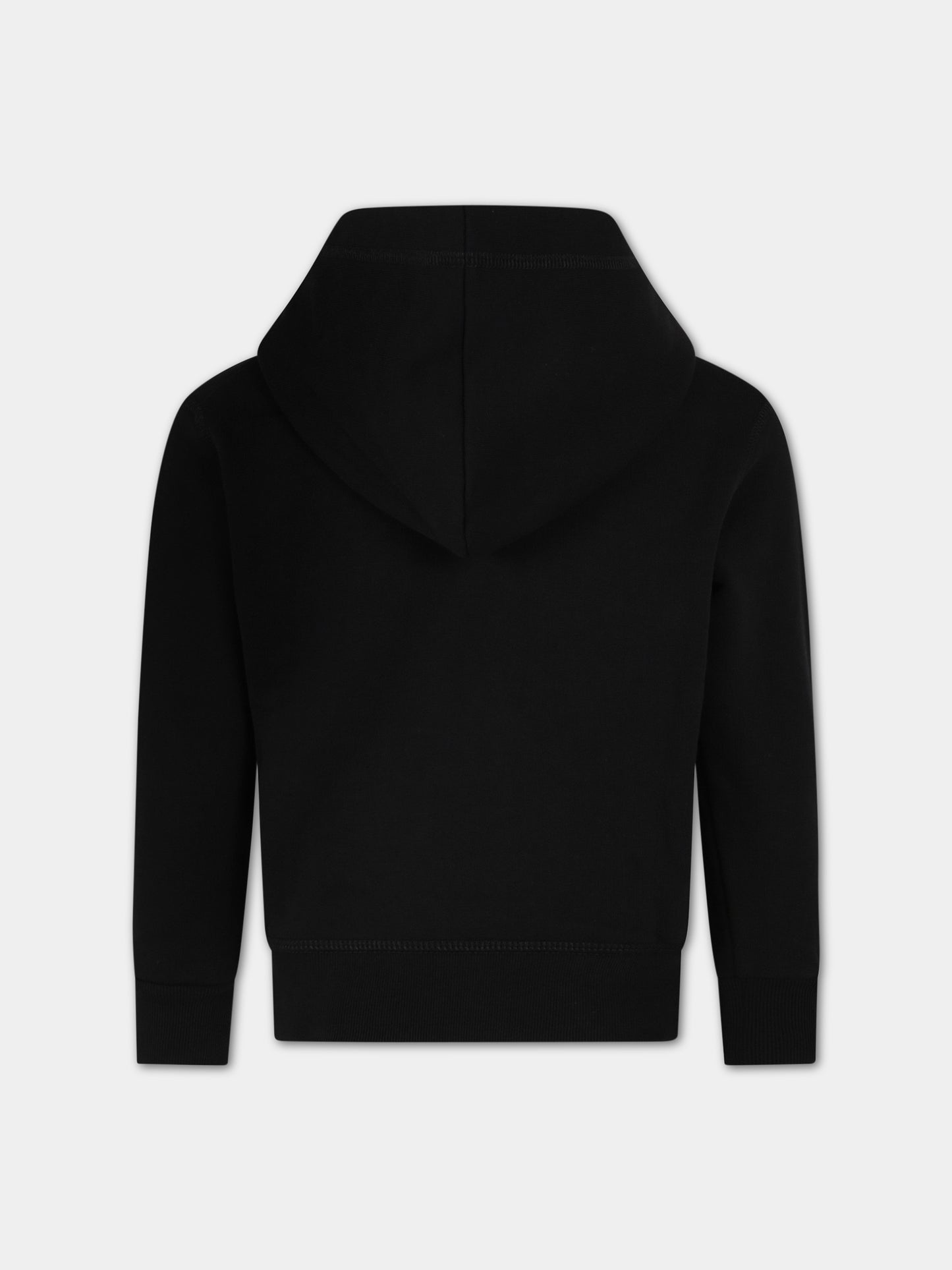 Felpa nera per bambino con logo bianco,Dsquared2,DQ1378 D003G DQ900