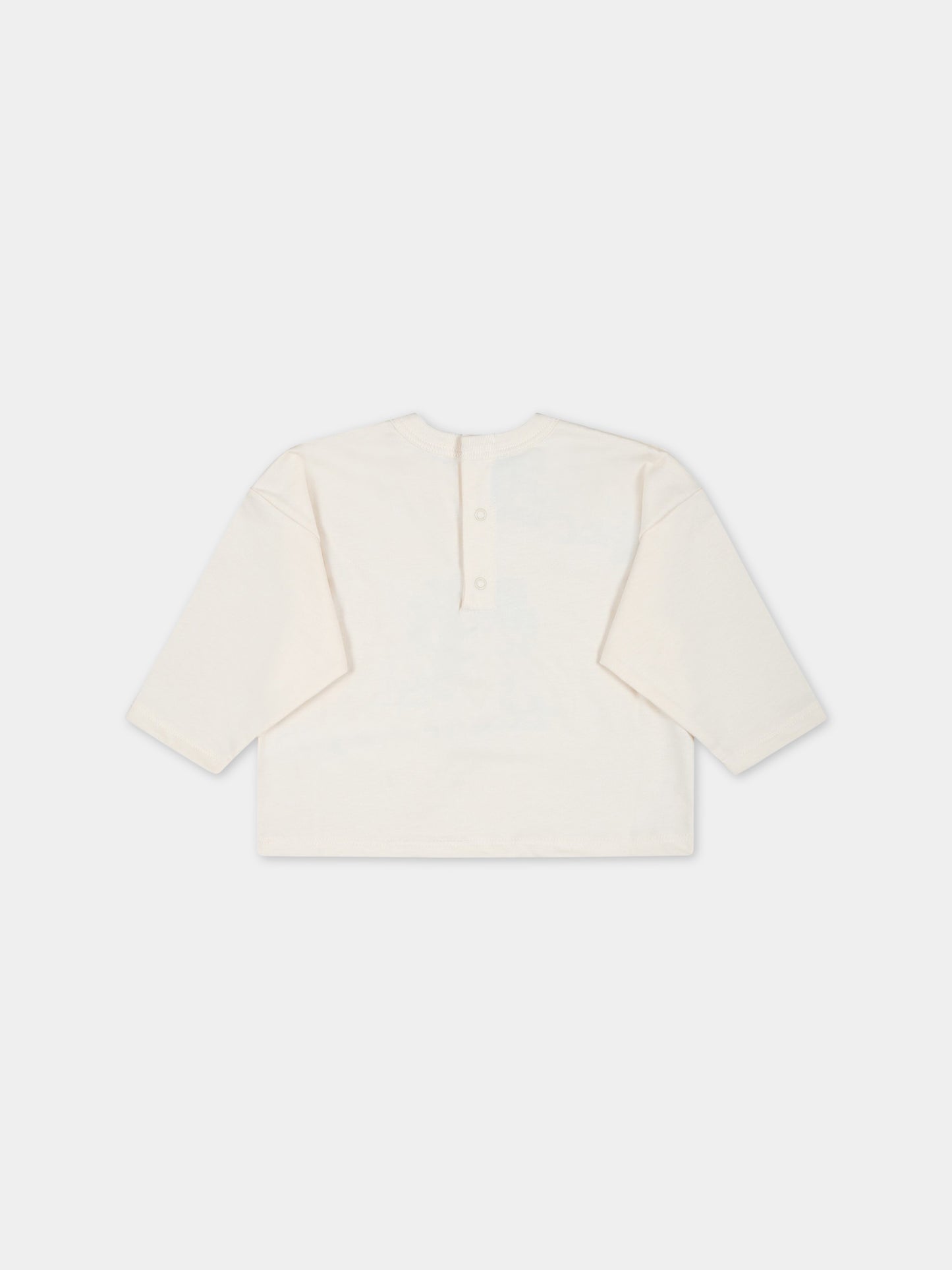 T-shirt avorio per neonato con barca blu,Petit Bateau,A07PX AVALANCHE